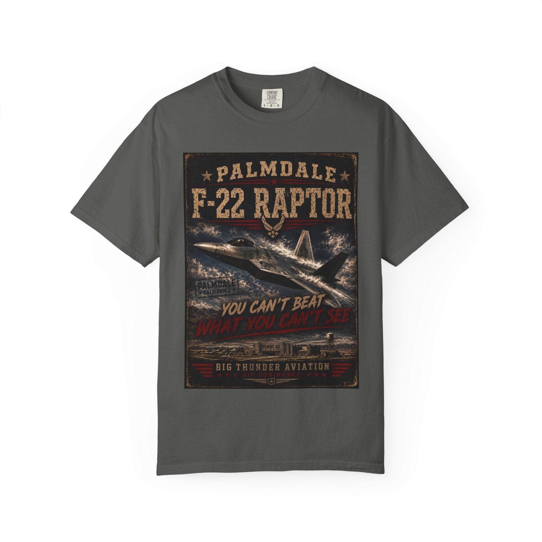 Palmdale F-22 Raptor Graphic T-Shirt | Military Jet Aviation Tee