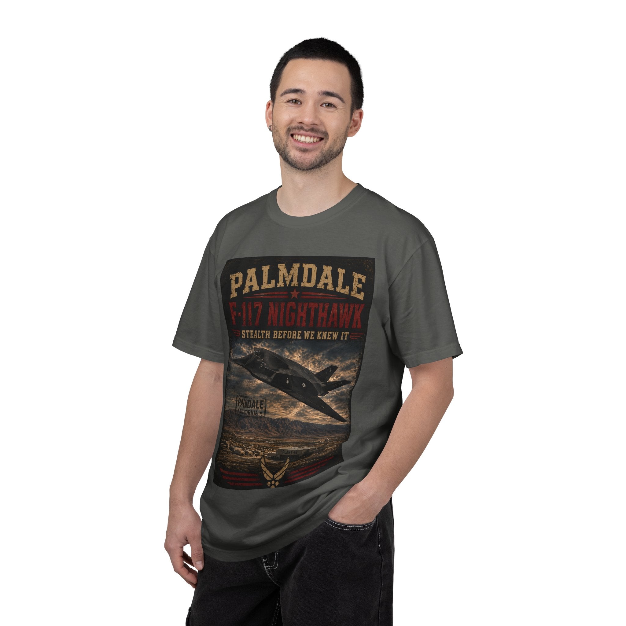 Palmdale F-117 Nighthawk Stealth Graphic T-Shirt | Military Aircraft Poster