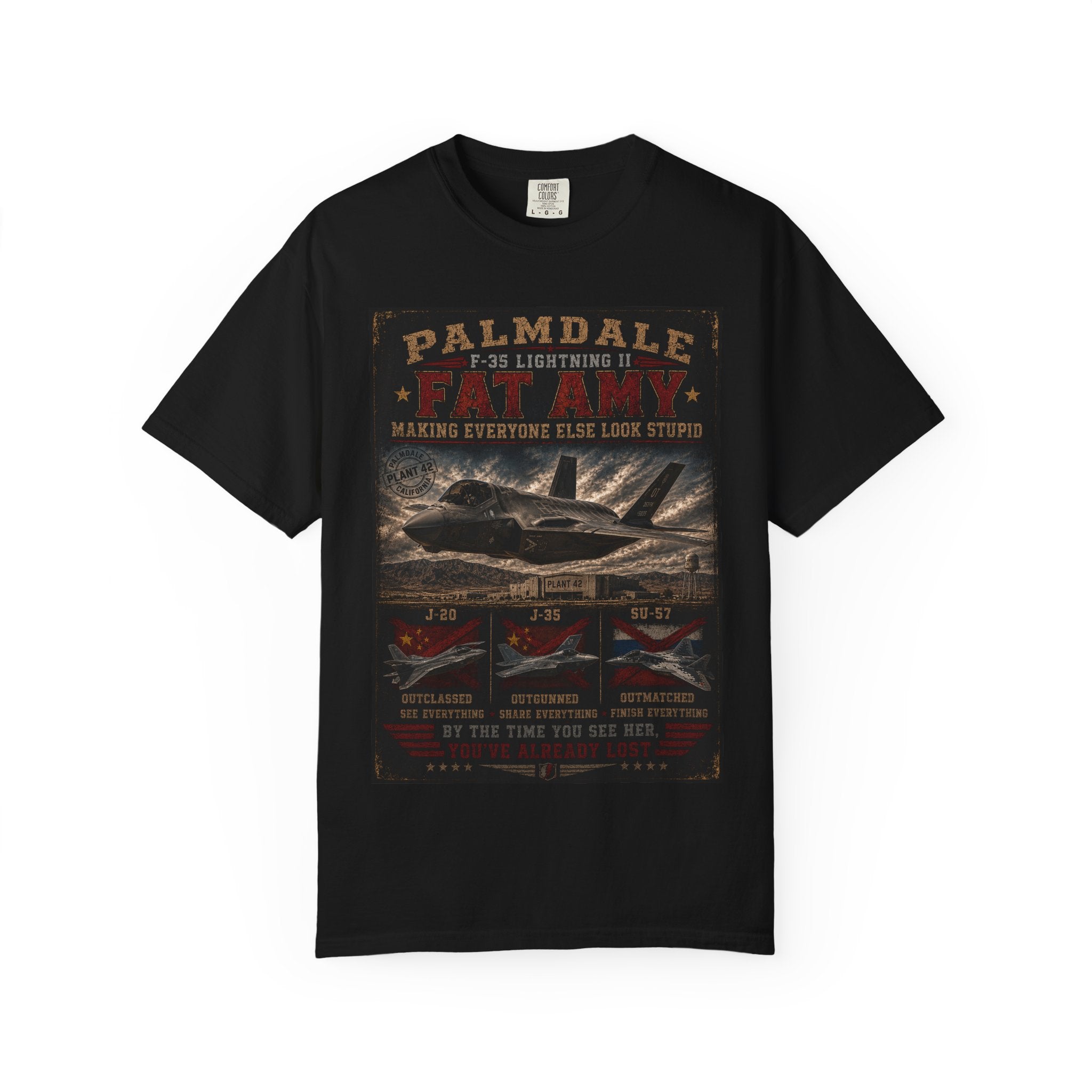 Palmdale F-35 Lightning II Fighter Jet T-shirt | Military Aircraft Poster