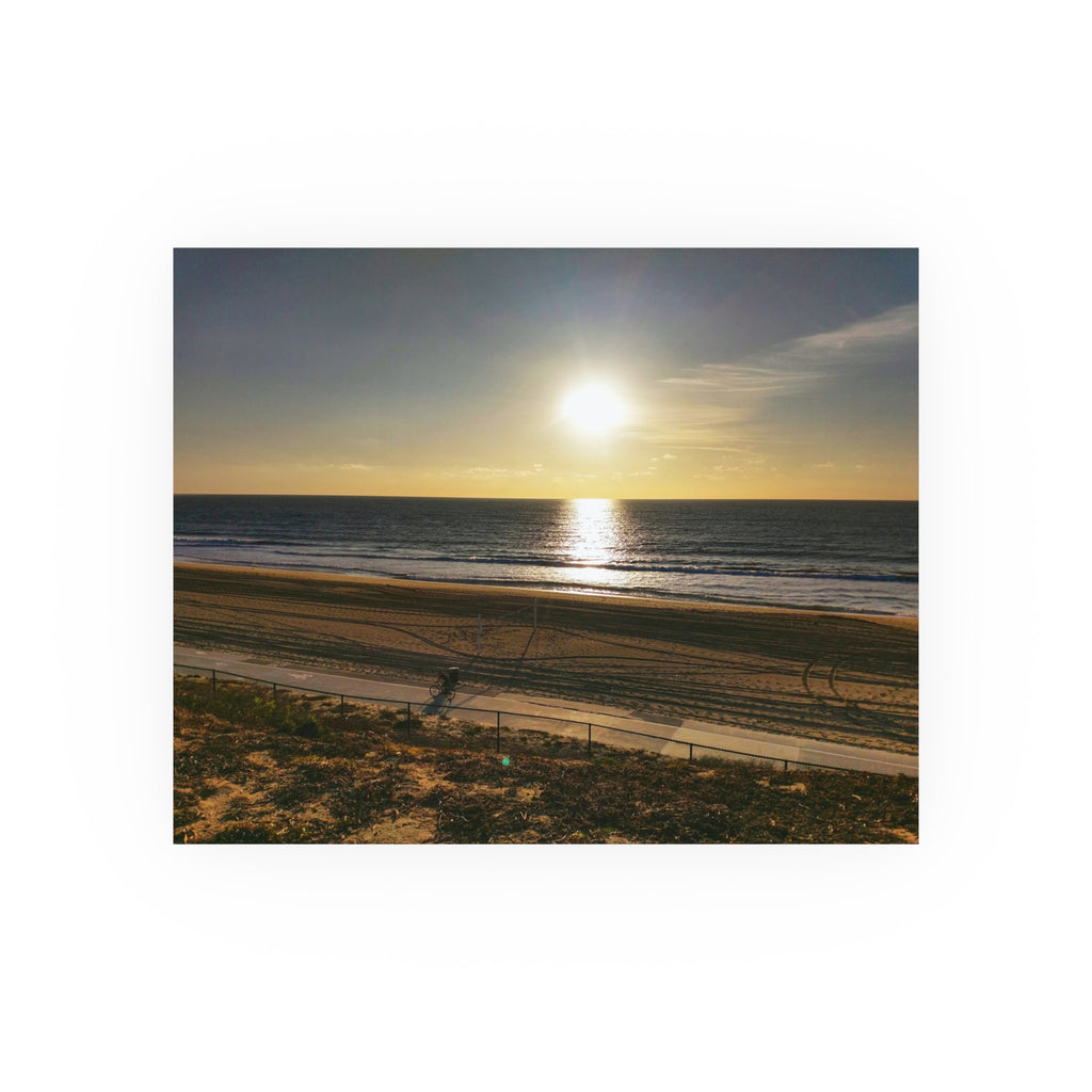 Redondo Beach Sunset - California Coastal Wall Art - Bike Rider Silhouette | Beach Sunset Photo Print