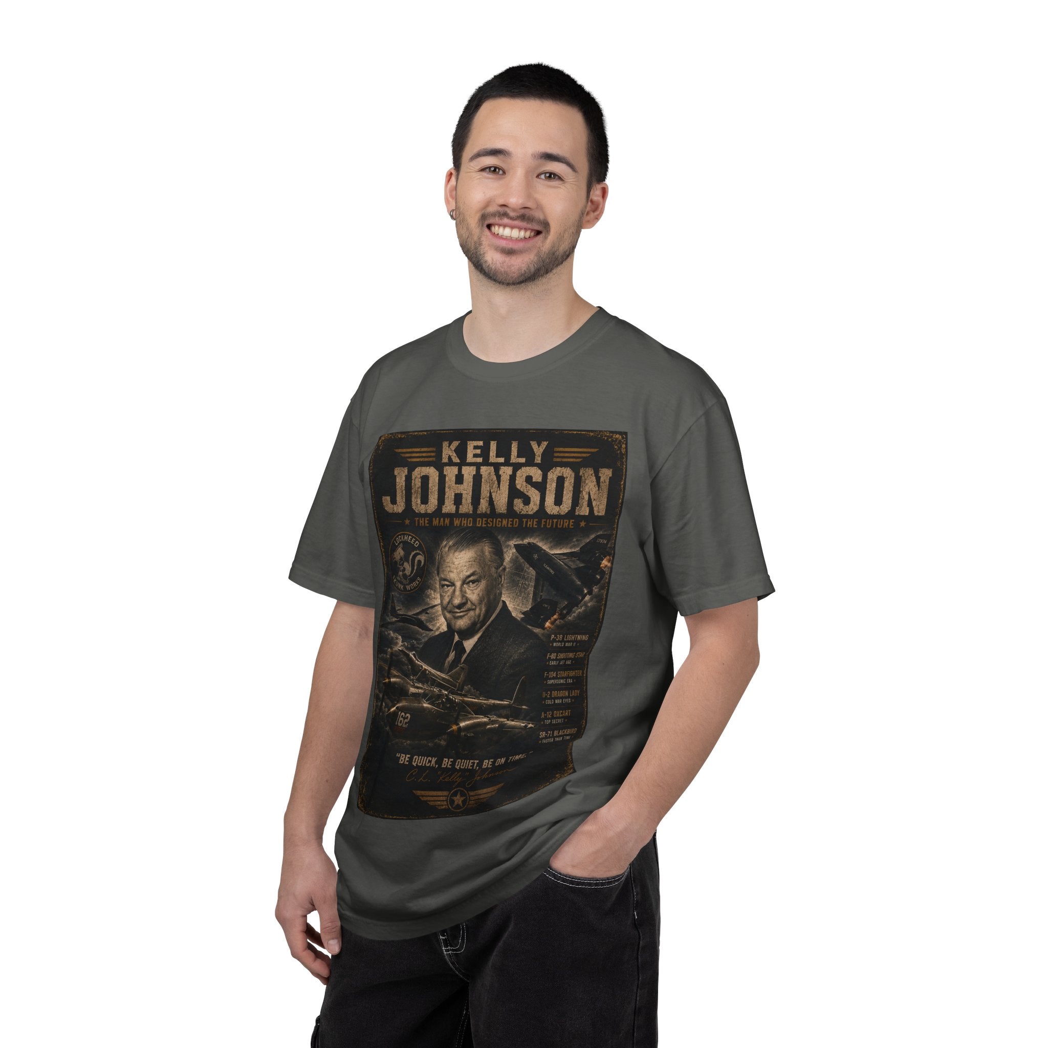 Kelly Johnson portrait T-Shirt | Skunk Works aviation poster design