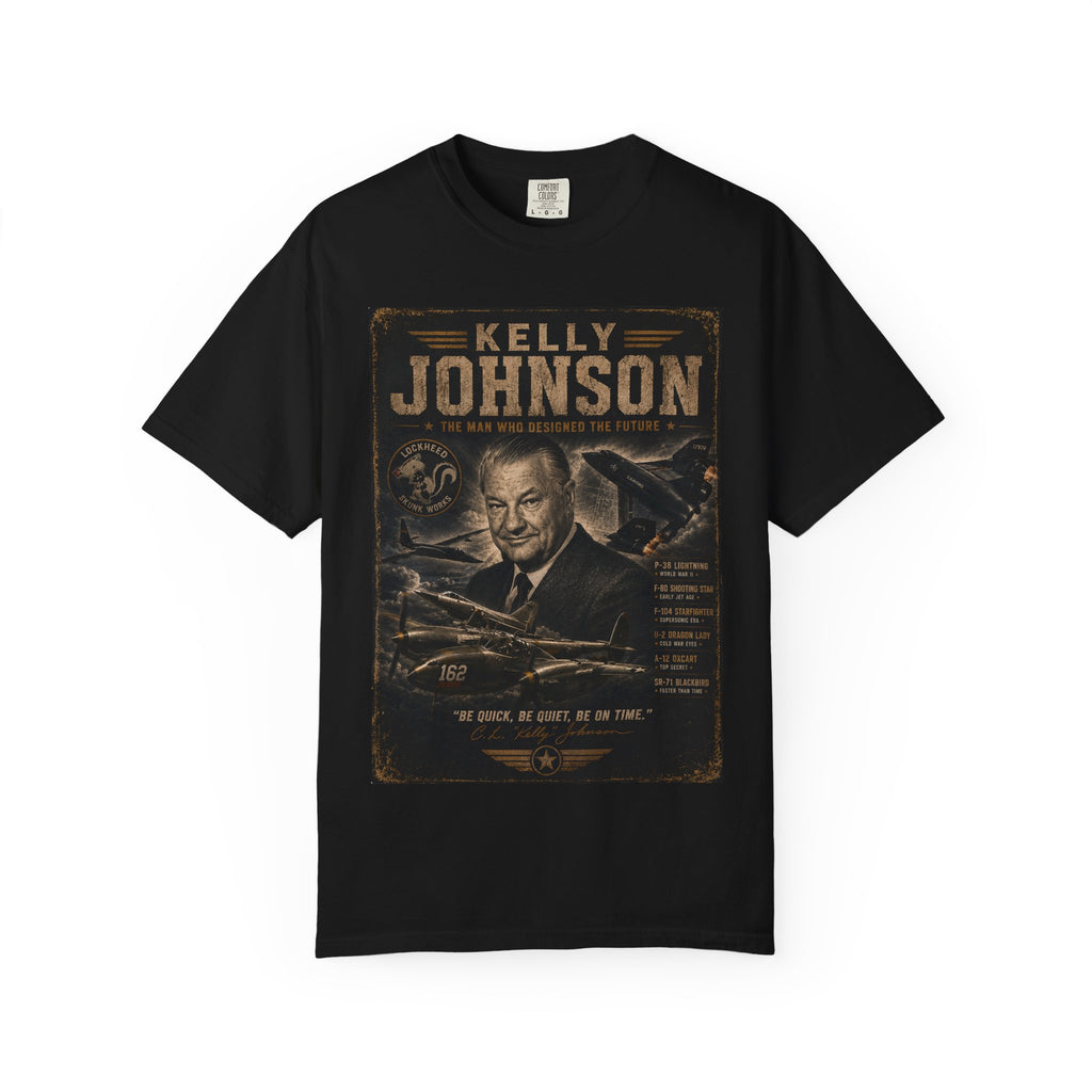 Kelly Johnson portrait T-Shirt | Skunk Works aviation poster design