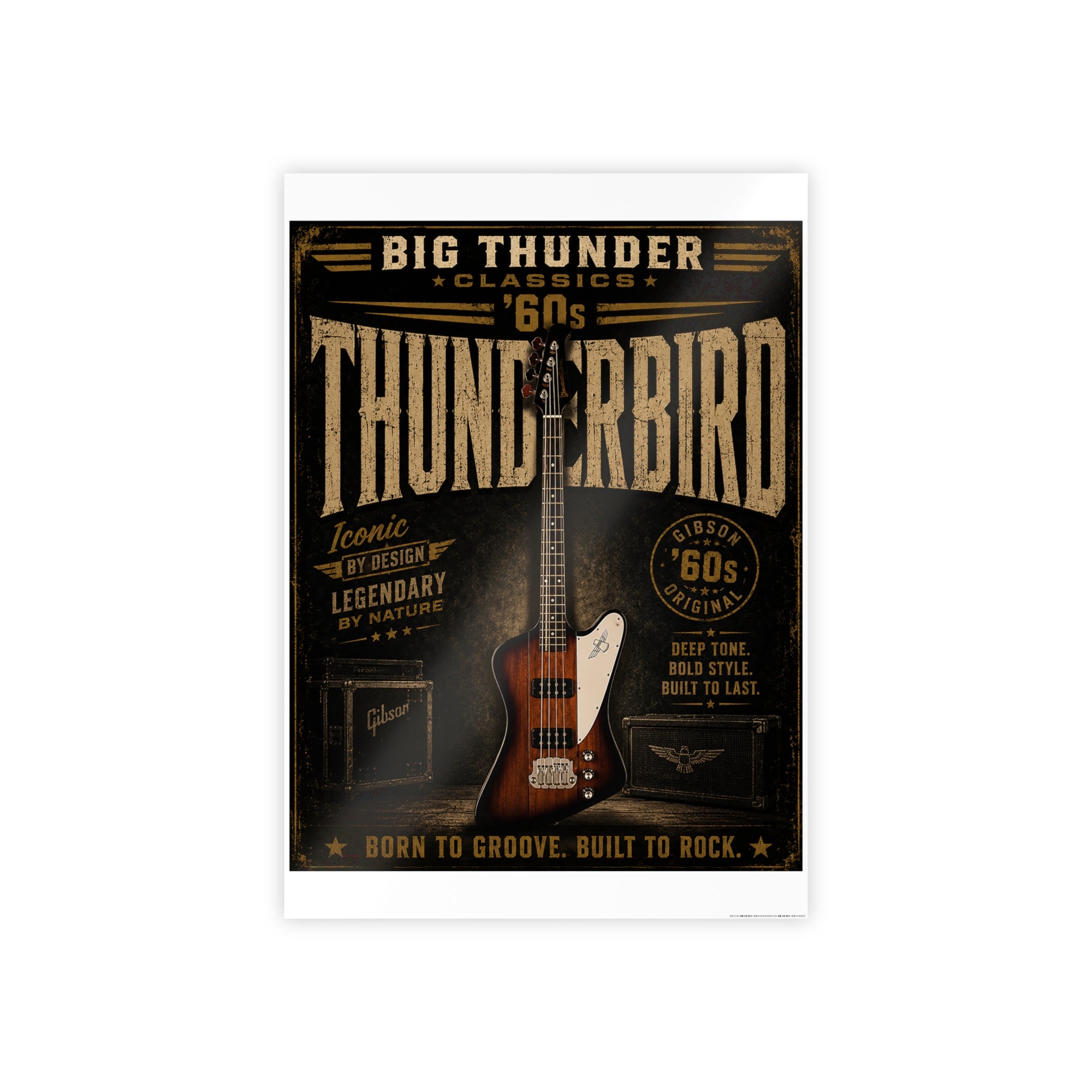 Thunderbird 60s Electric Guitar Poster | Vintage Rock Music Wall Art