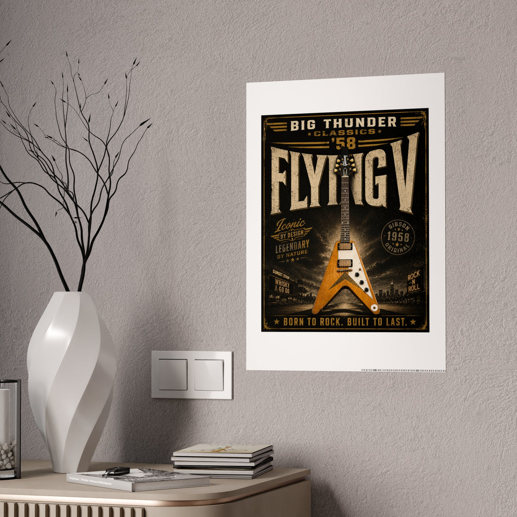 Flying V Guitar Poster Gloss Poster | Vintage Rock Music Wall Art