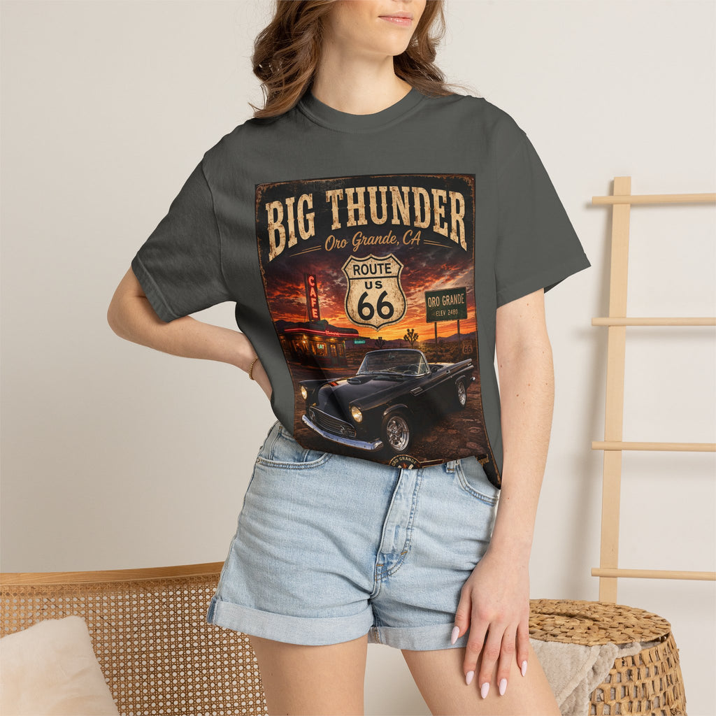 Big Thunder Route 66 Classic Car T-Shirt | Vintage Road Trip Tee