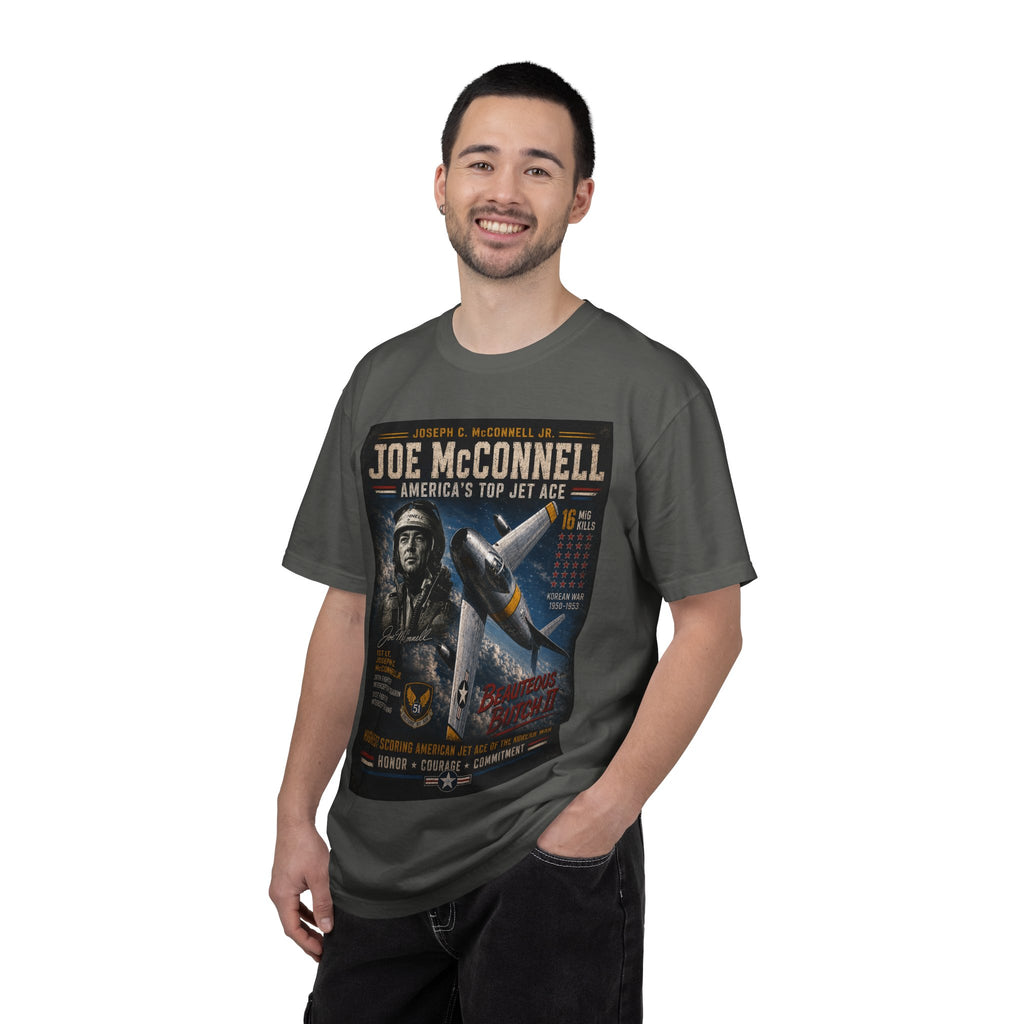 Joe McConnell Jet Ace Pilot Poster T-Shirt | Vintage Aviation Tee
