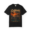 California Classic Car Sunset T-shirt | Vintage West Coast Palm Graphic