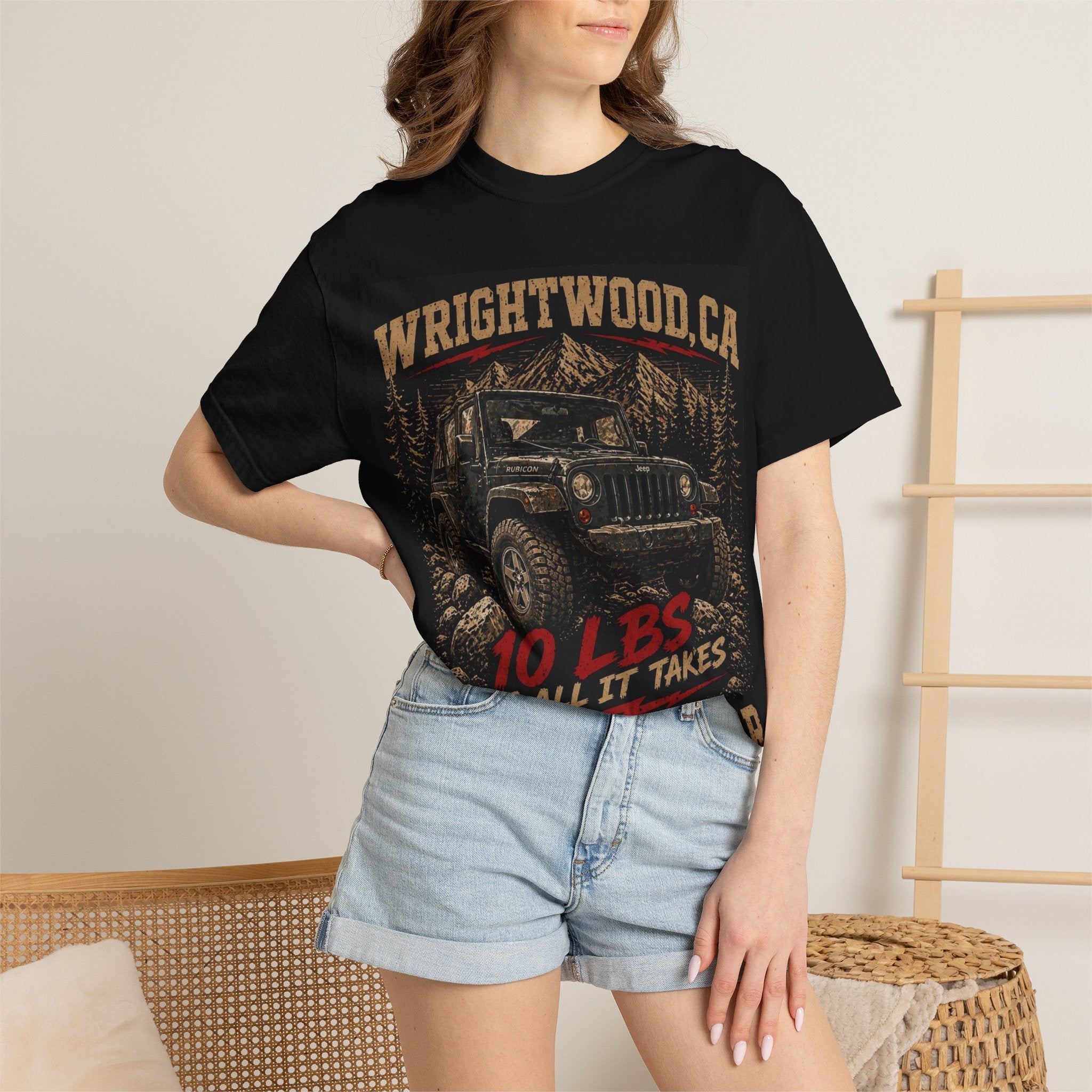 Wrightwood CA Off-Road Jeep Design T-Shirt | Big Thunder 10 lbs