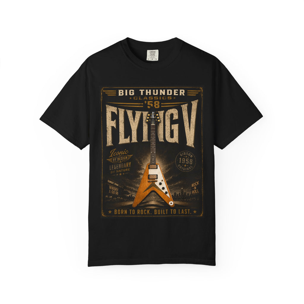 Flying V Guitar Graphic T-Shirt | Vintage Rock Poster Tee