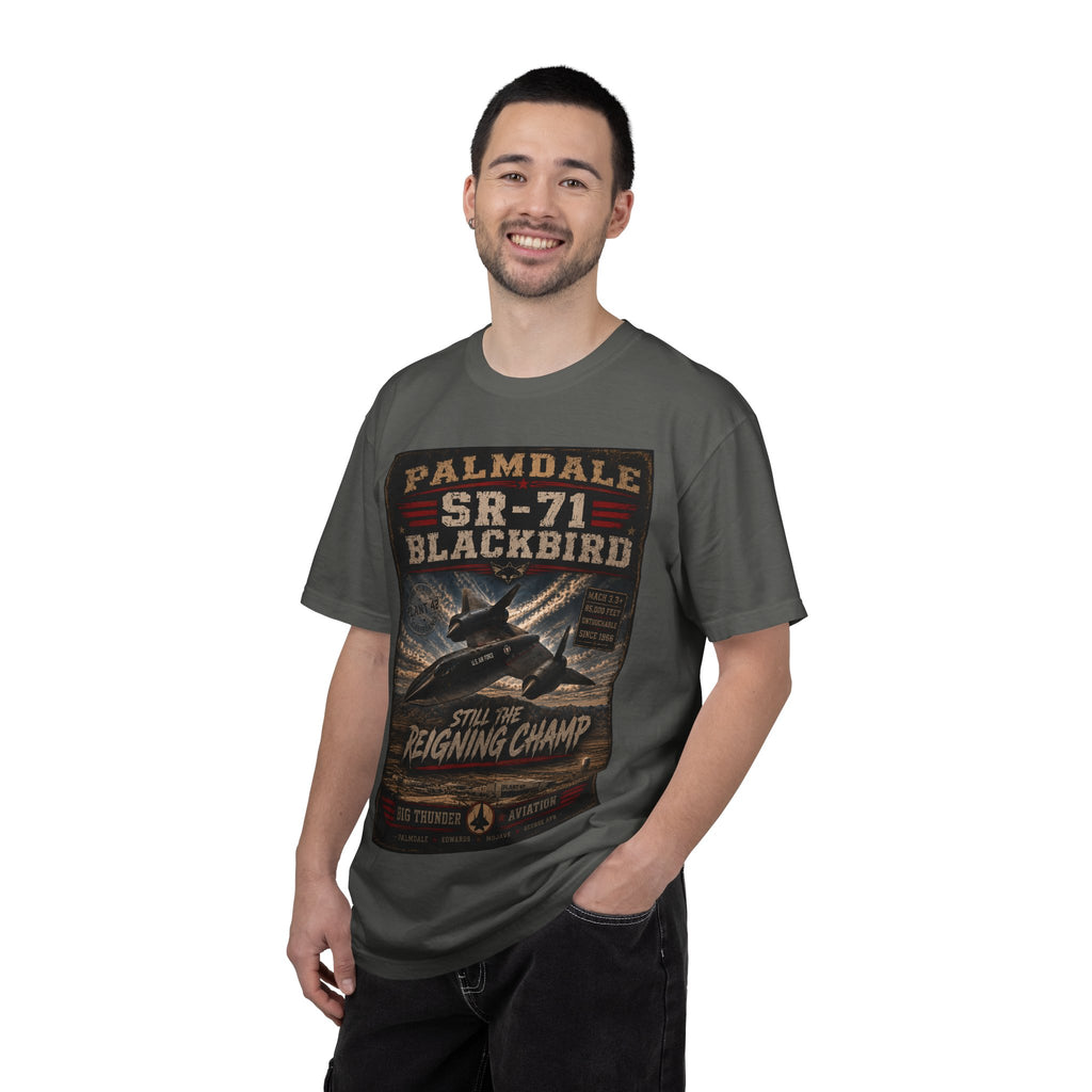 SR-71 Blackbird Palmdale Aviation Poster T-Shirt | Still the Reigning Champ