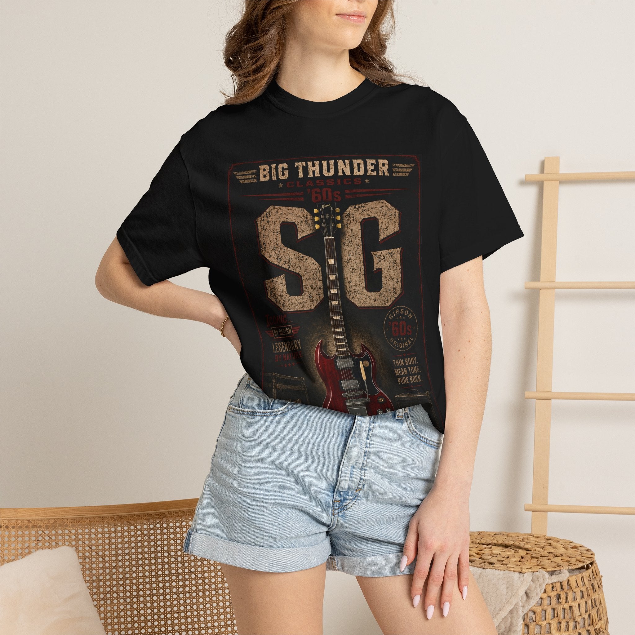 Big Thunder SG Electric Guitar Poster T-Shirt | Vintage Rock Tee