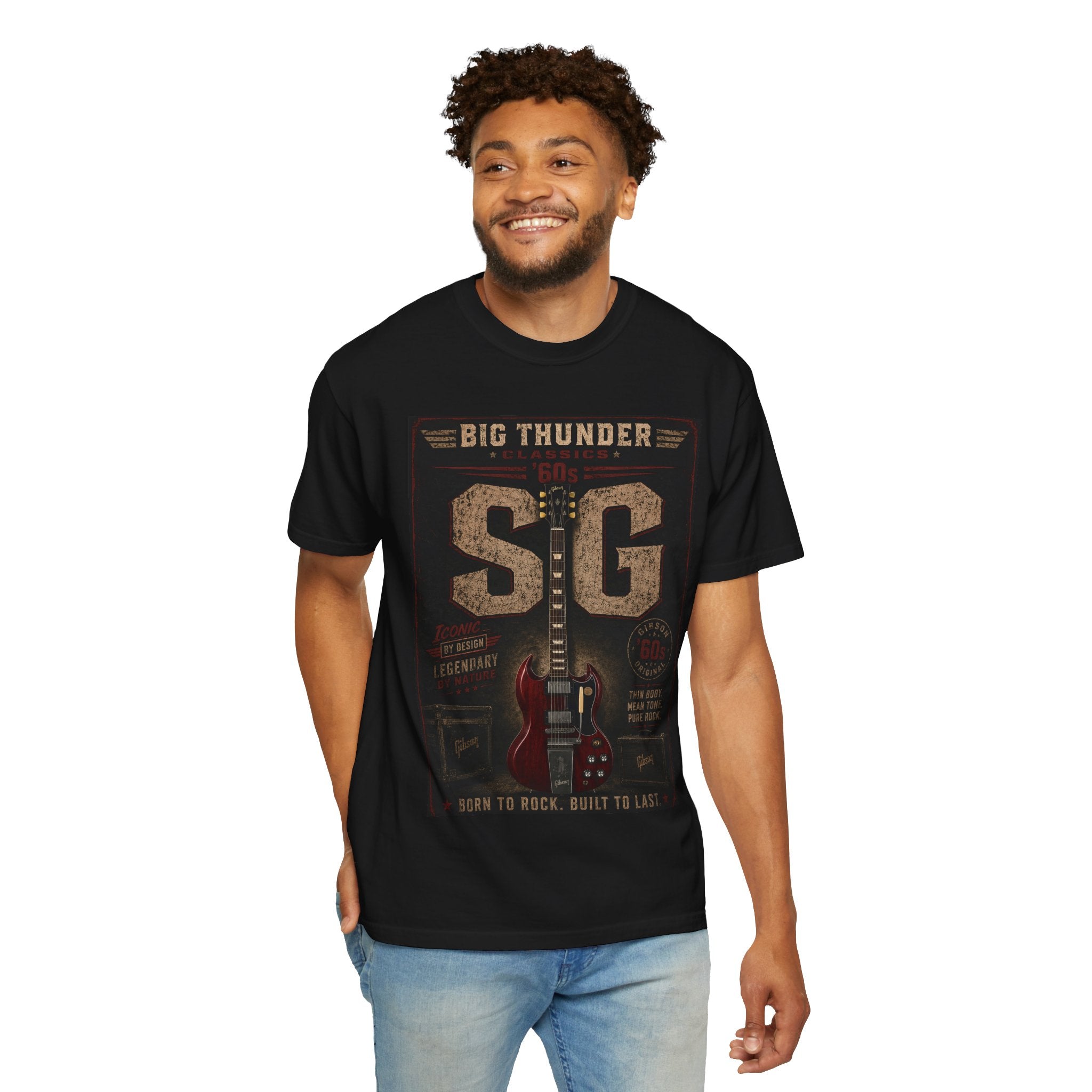Big Thunder SG Electric Guitar Poster T-Shirt | Vintage Rock Tee