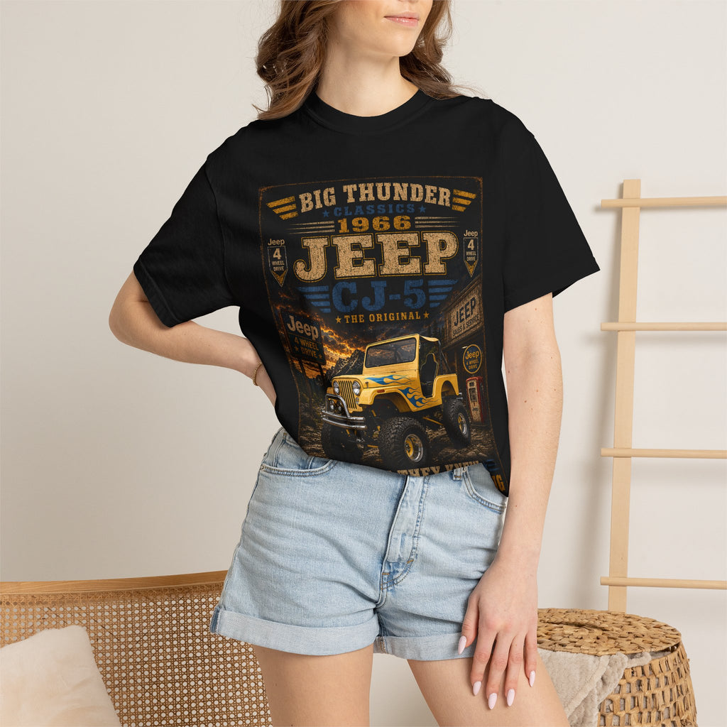 1966 Jeep CJ-5 Big Thunder Vintage Jeep T-Shirt | Off-Road Rock Crawling