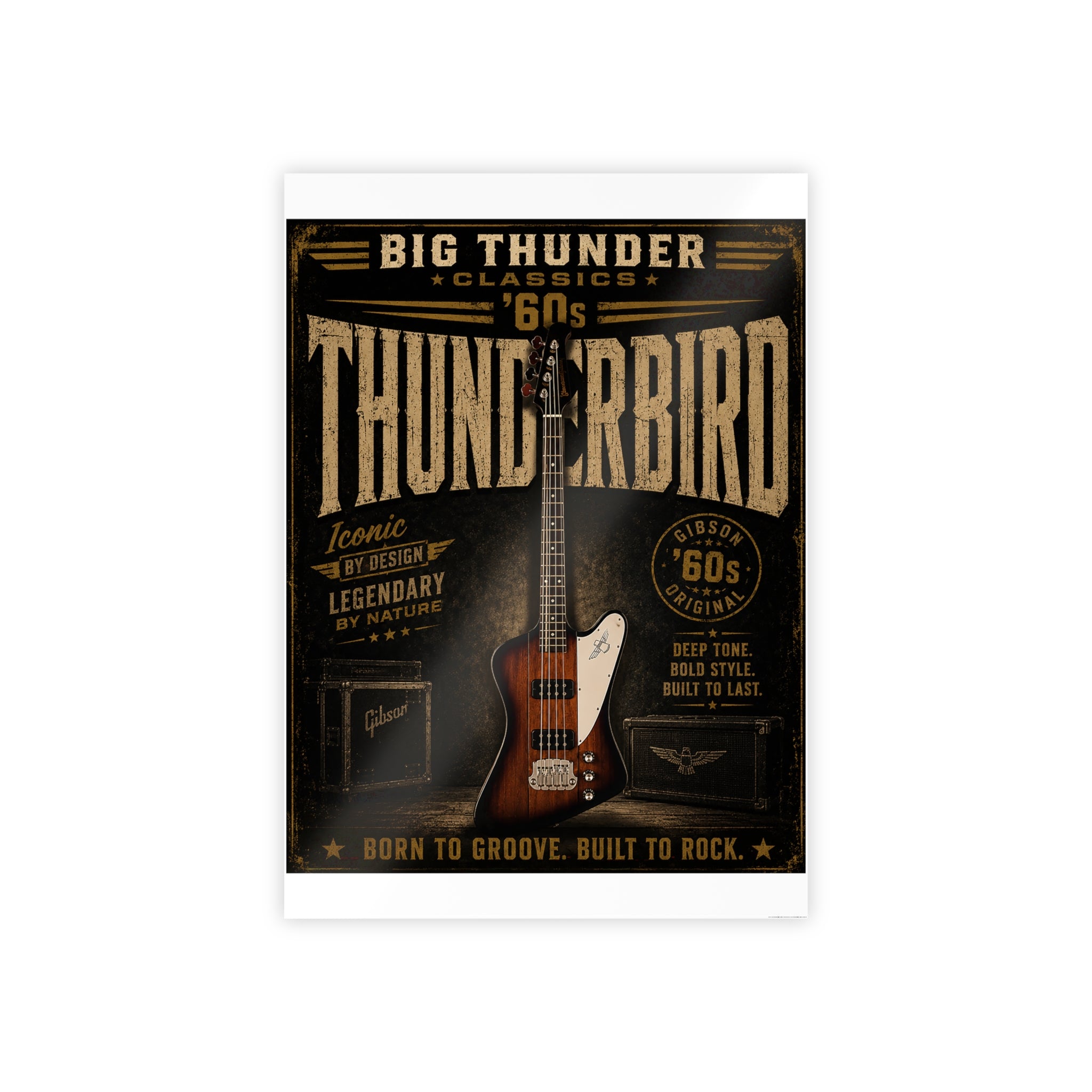 Thunderbird 60s Electric Guitar Poster | Vintage Rock Music Wall Art
