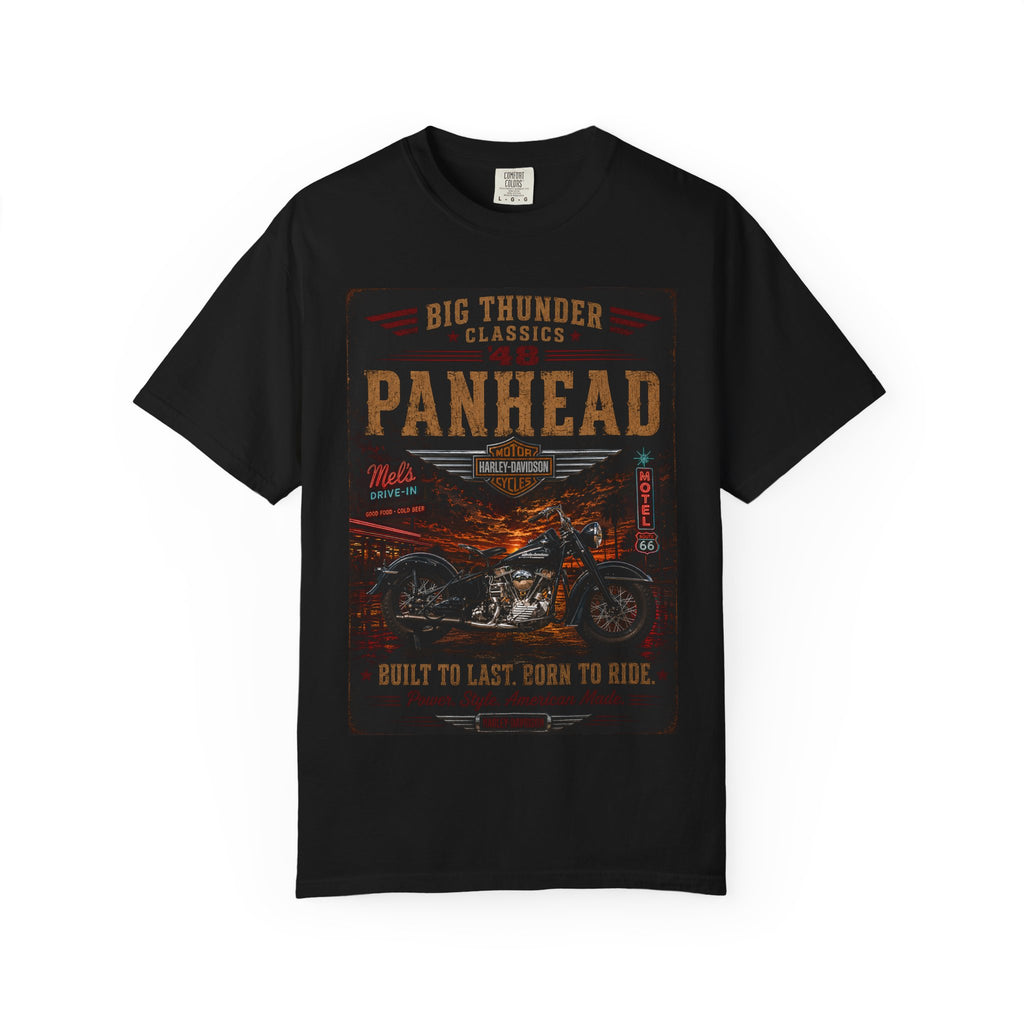 Panhead Motorcycle Graphic T-Shirt | Vintage Biker Skull Ride