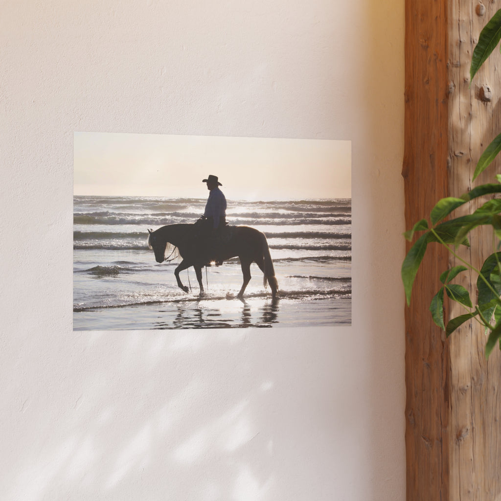 Surf Rider on Pismo Beach at Sunset | Horseback Beach Silhouette Sunset, Western Equine Wall Art
