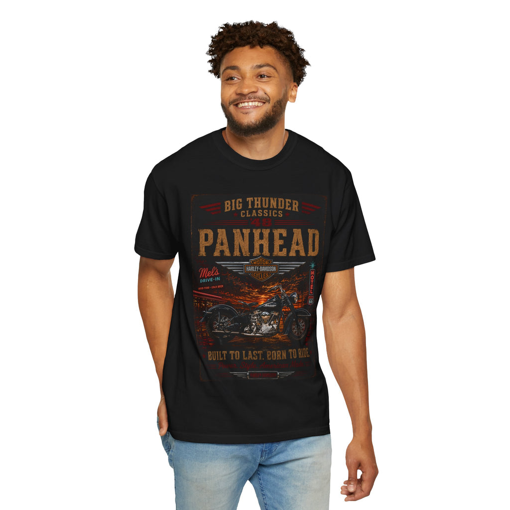 Panhead Motorcycle Graphic T-Shirt | Vintage Biker Skull Ride