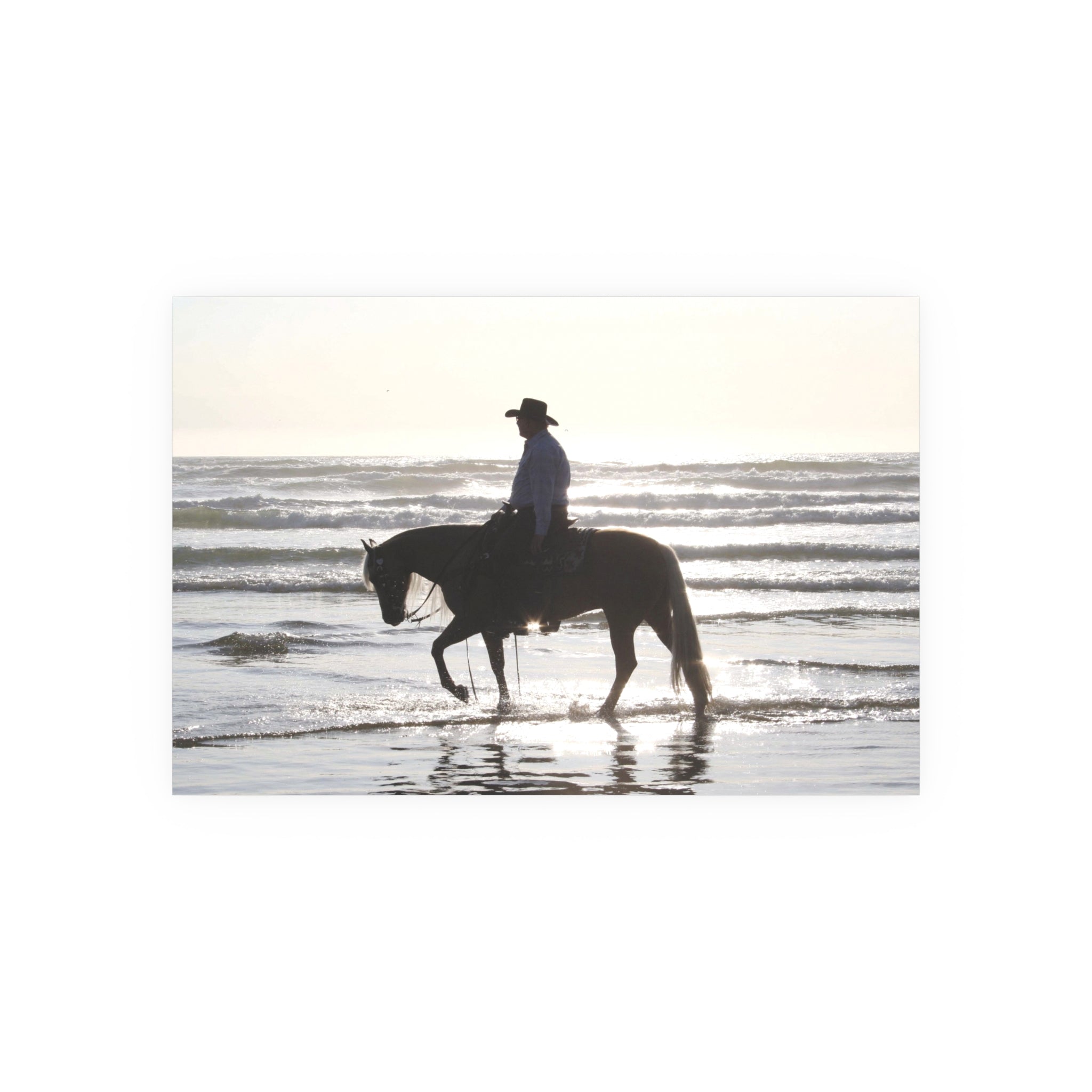 Surf Rider on Pismo Beach at Sunset | Horseback Beach Silhouette Sunset, Western Equine Wall Art