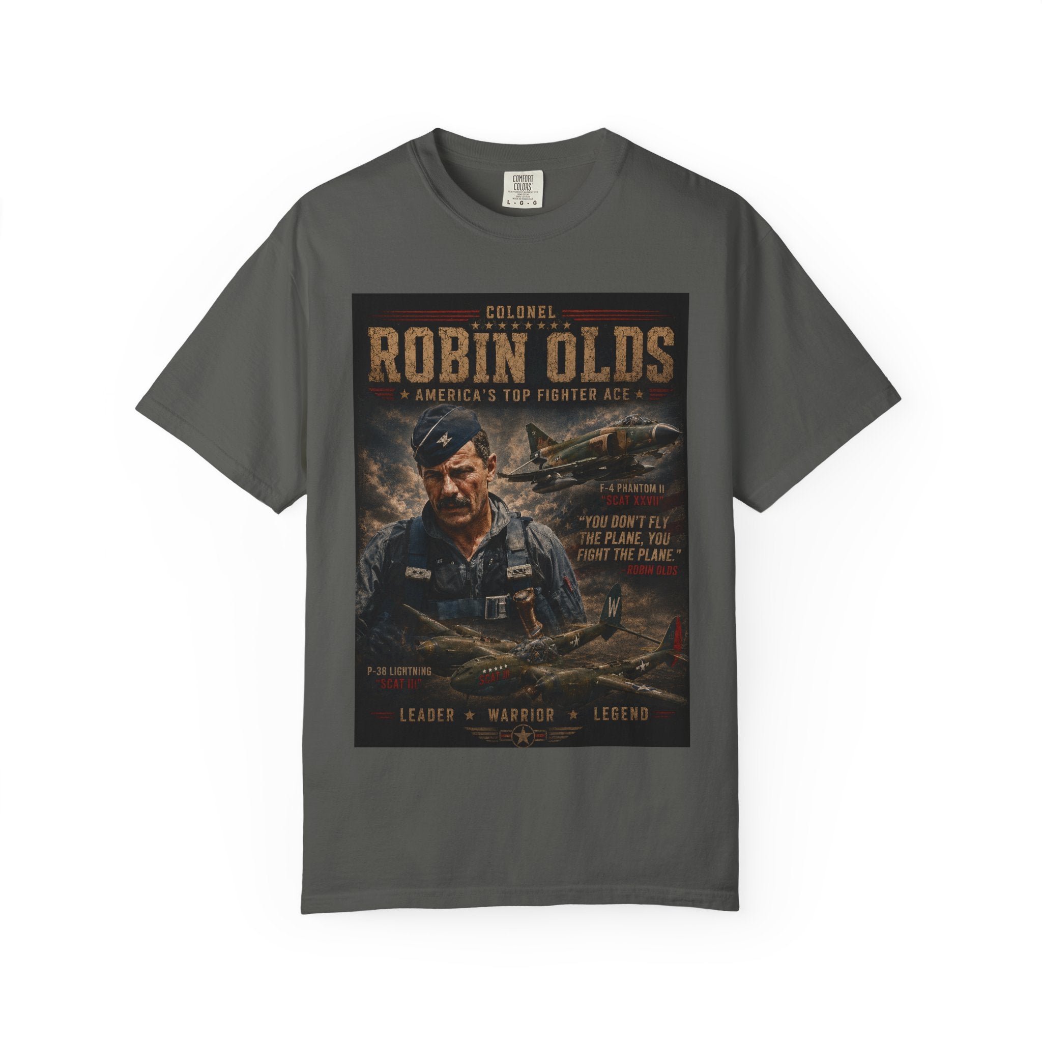 Colonel Robin Olds Aviation Portrait T-Shirt | Fighter Pilot Graphic Tee