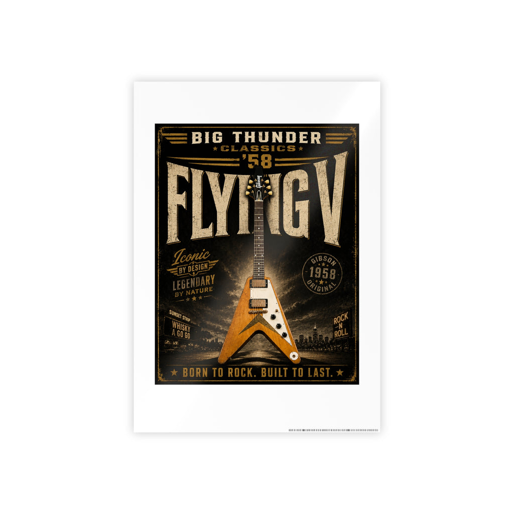 Flying V Guitar Poster Gloss Poster | Vintage Rock Music Wall Art