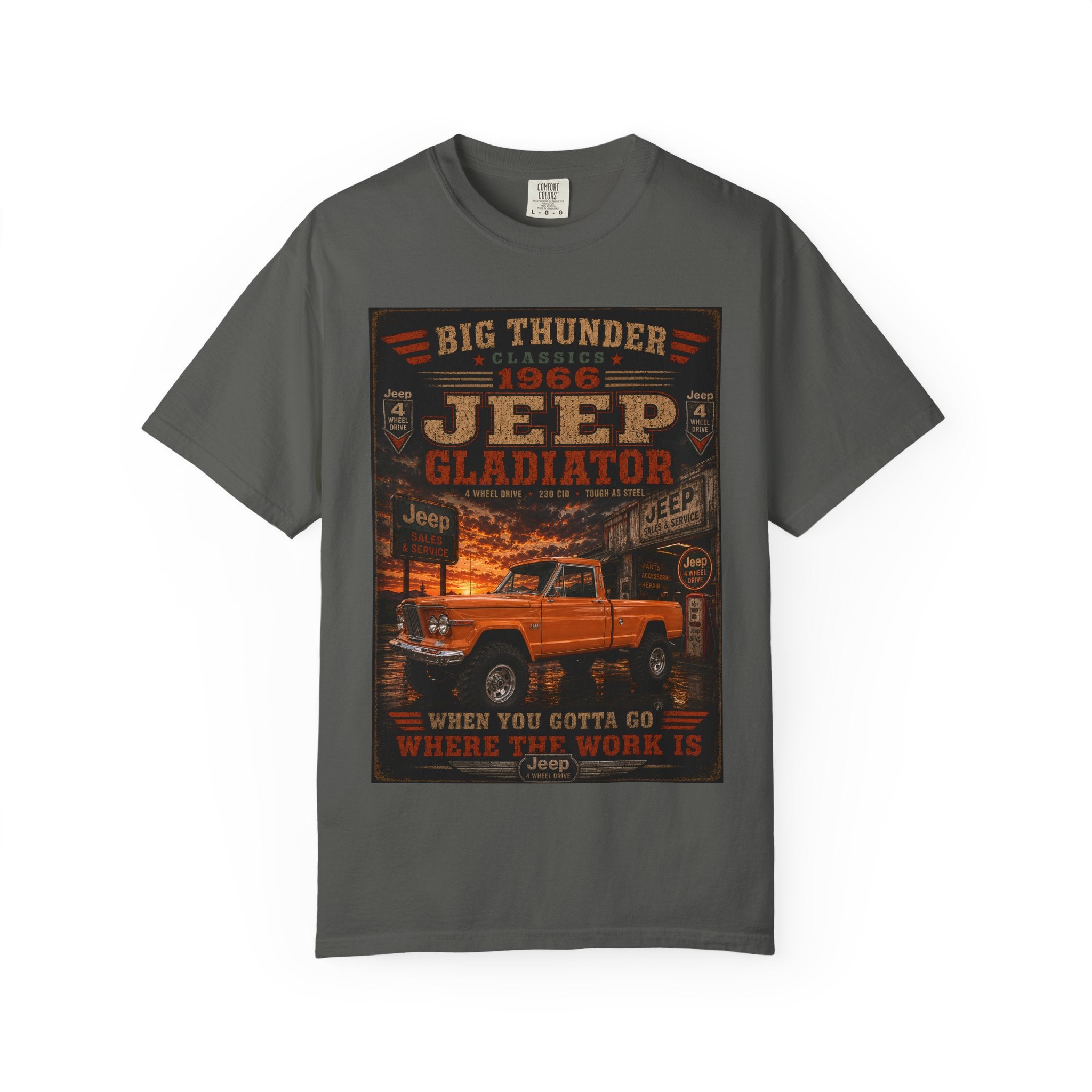 1966 Jeep Gladiator Truck T-Shirt | Vintage Big Thunder Automotive Graphic