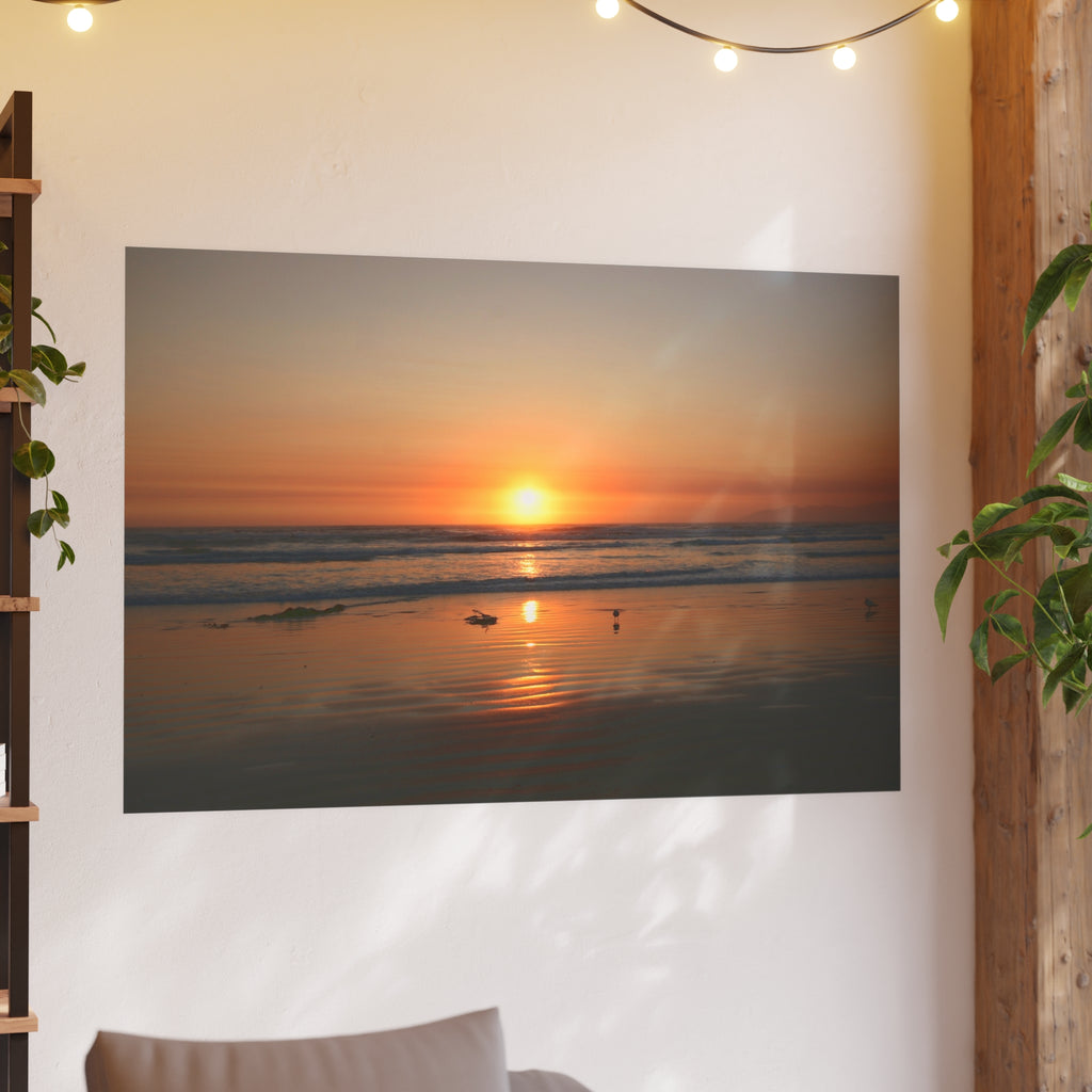 Pismo Beach Sunset | Sunset Beach Reflection Poster | Ocean Sunrise Wall Art