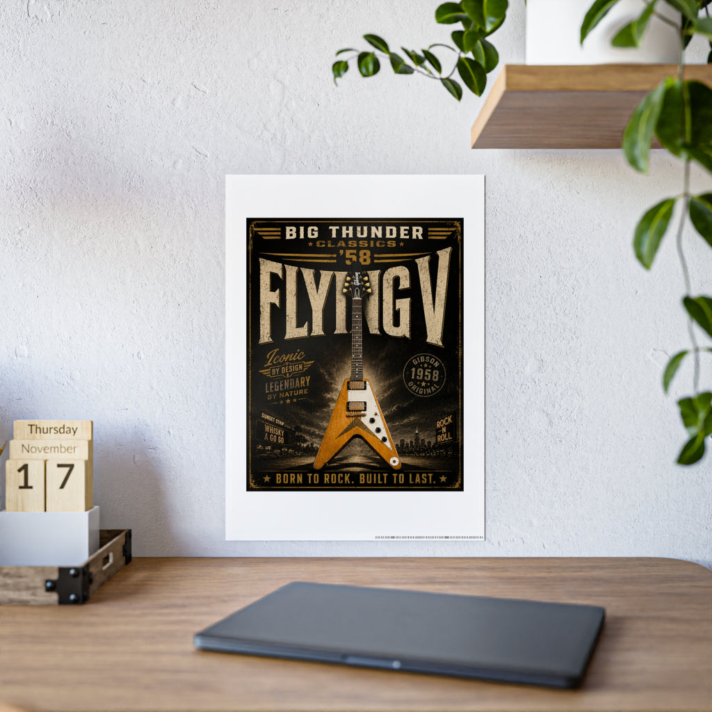 Flying V Guitar Poster Gloss Poster | Vintage Rock Music Wall Art
