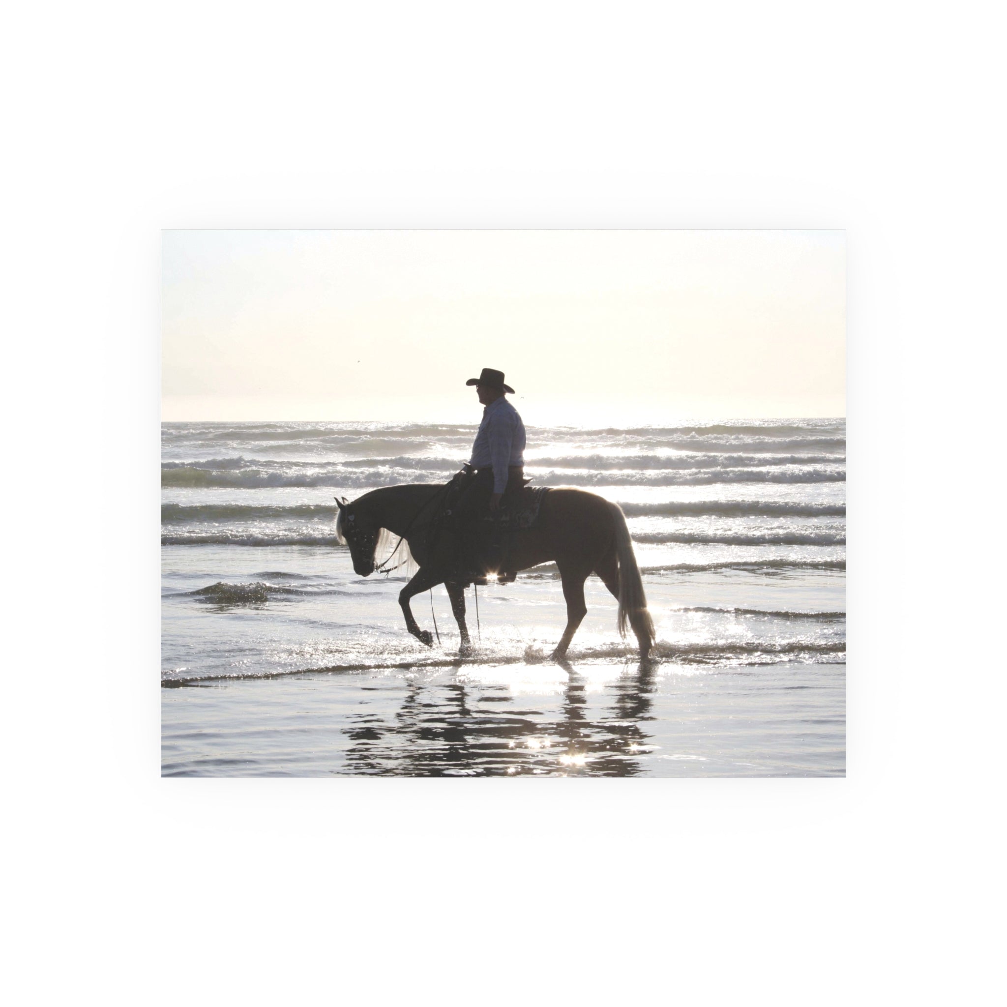 Surf Rider on Pismo Beach at Sunset | Horseback Beach Silhouette Sunset, Western Equine Wall Art