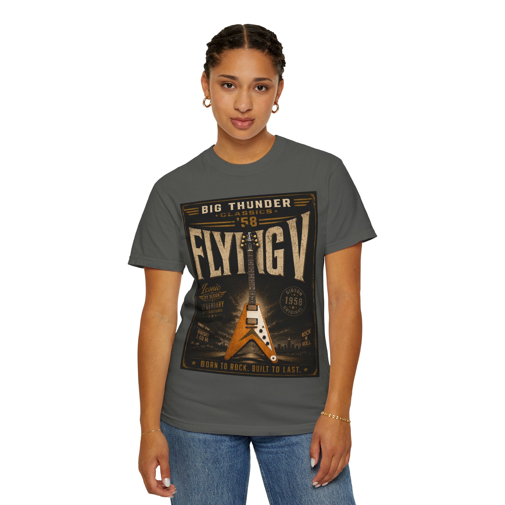 Flying V Guitar Graphic T-Shirt | Vintage Rock Poster Tee