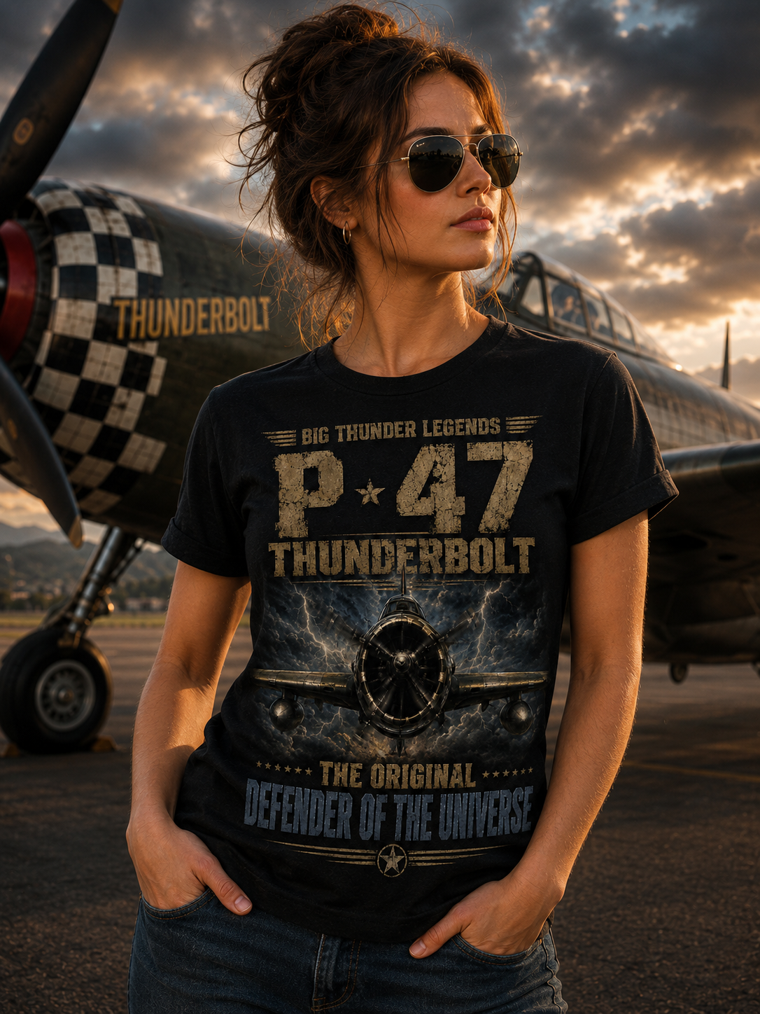 P-47 Thunderbolt Plane T-Shirt | Vintage WWII Aircraft Poster