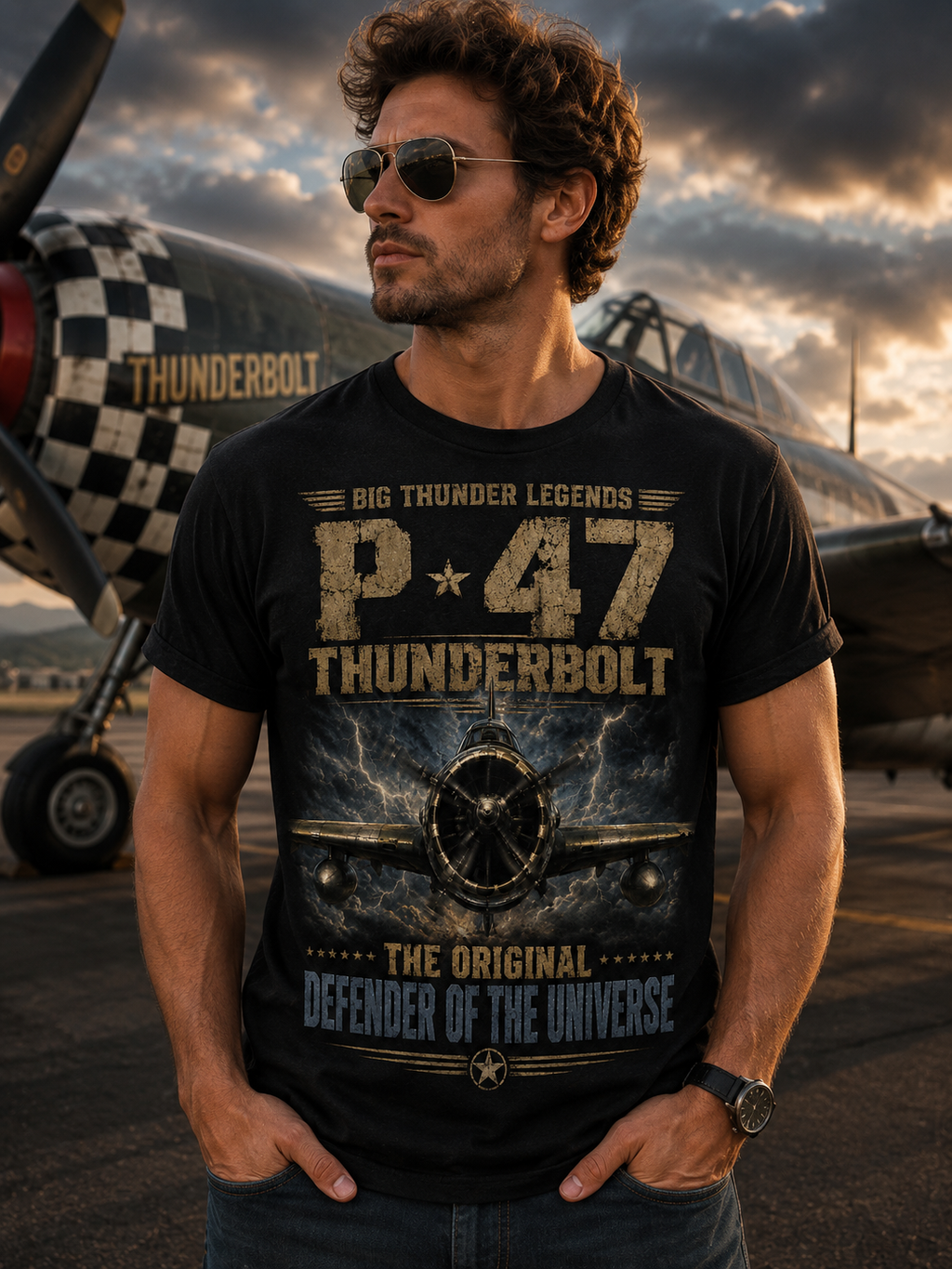 P-47 Thunderbolt Plane T-Shirt | Vintage WWII Aircraft Poster