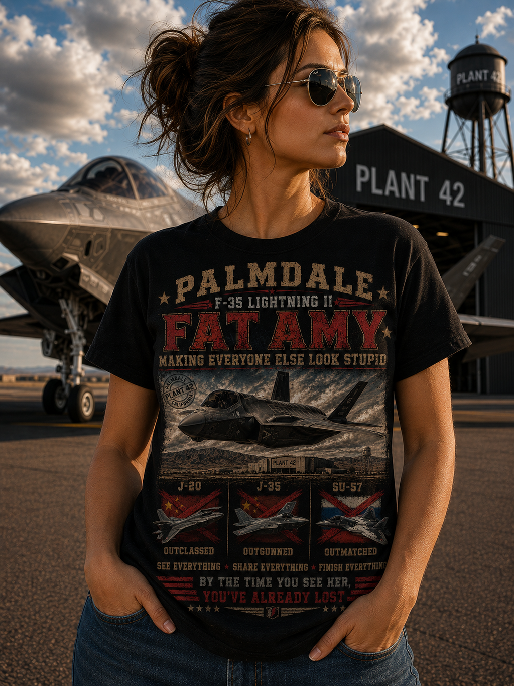 Palmdale F-35 Lightning II Fighter Jet T-shirt | Military Aircraft Poster