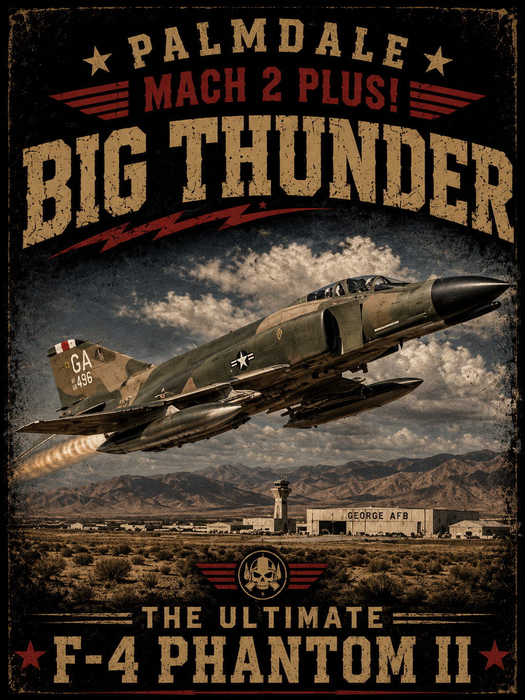 Big Thunder F-4 Phantom II T-Shirt | Vintage Military Aircraft Poster
