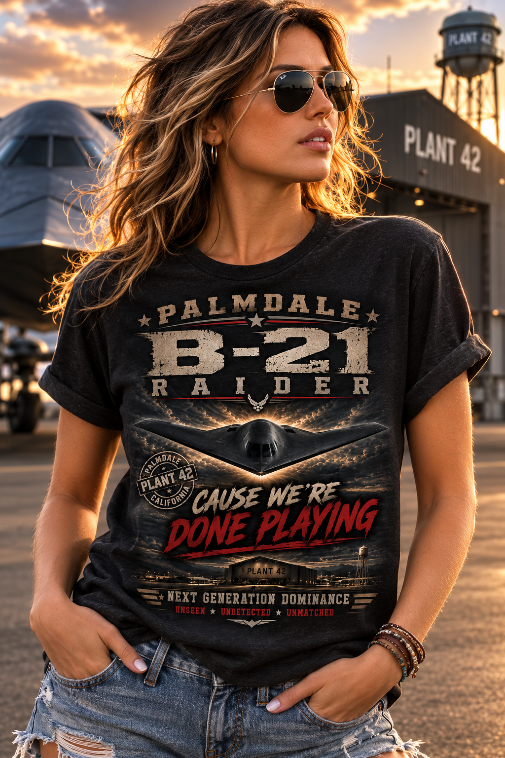 B-21 Raider Bomber Graphic T-shirt | Palmdale Aviation Poster Design