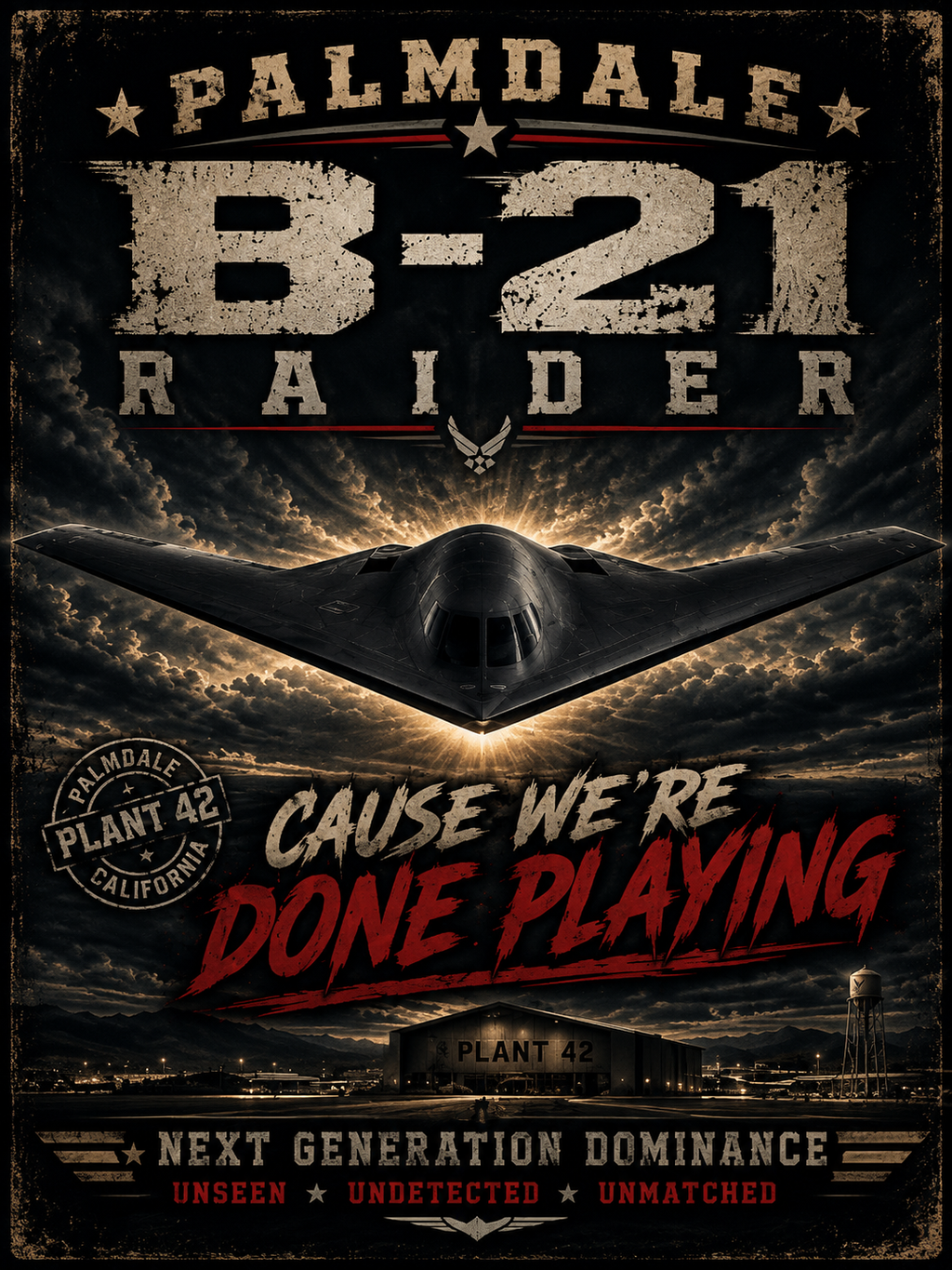 B-21 Raider Bomber Graphic T-shirt | Palmdale Aviation Poster Design