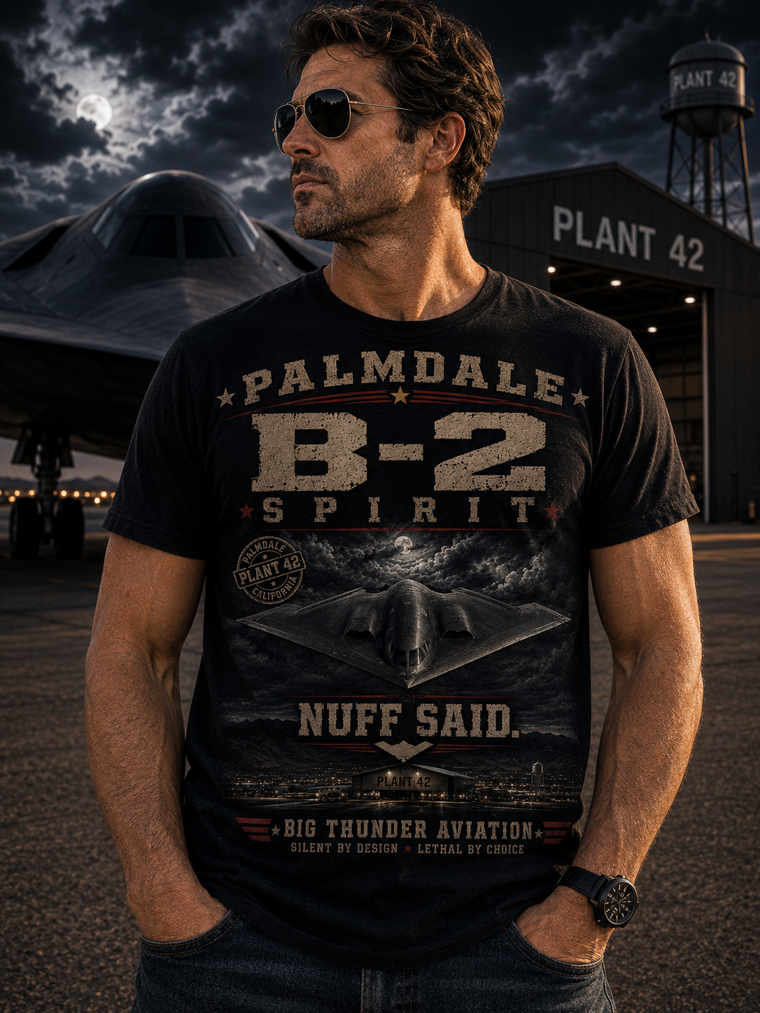B-2 Spirit Bomber Palmdale Aviation Poster T-Shirt | Nuff Said