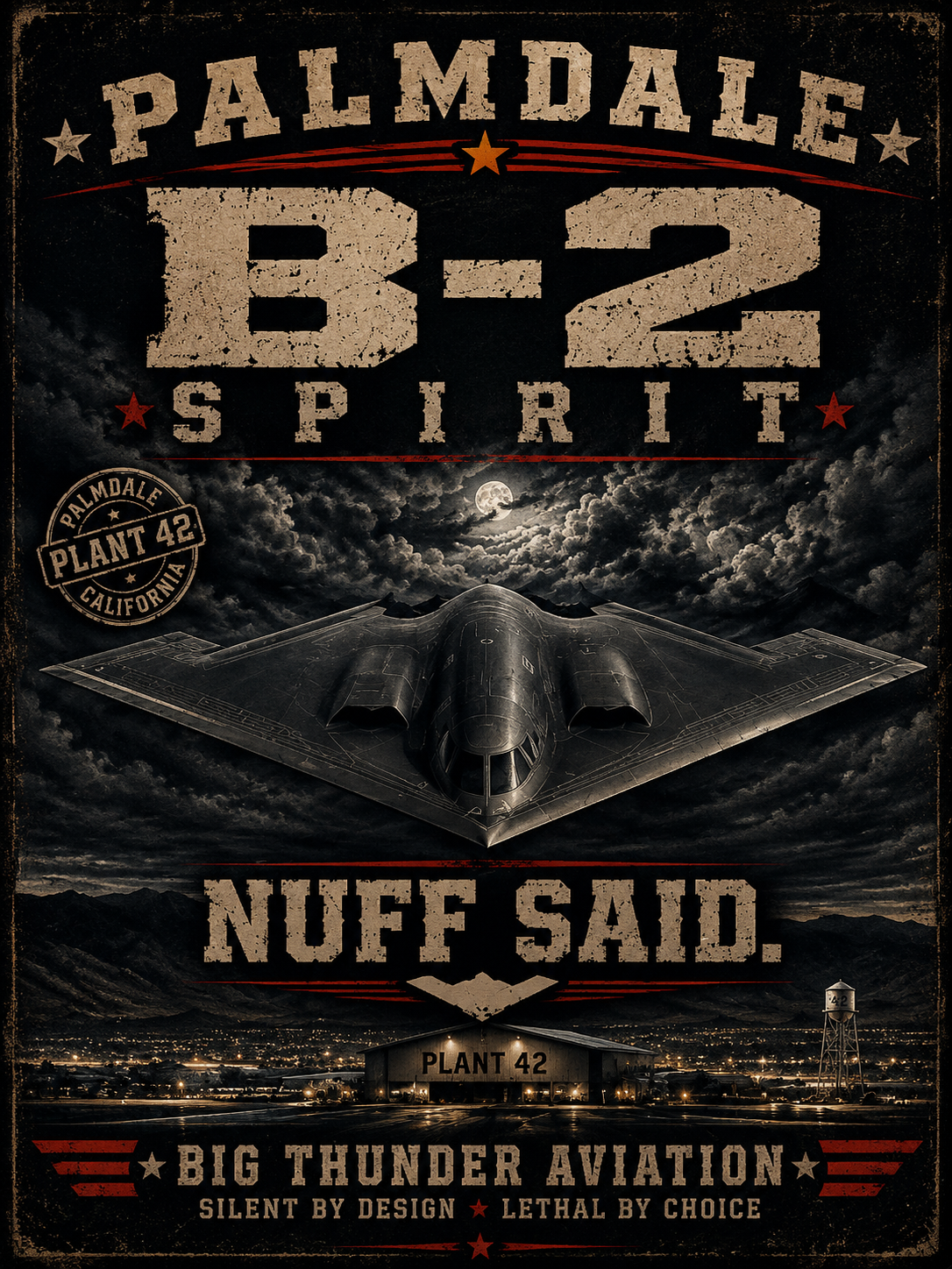 B-2 Spirit Bomber Palmdale Aviation Poster T-Shirt | Nuff Said