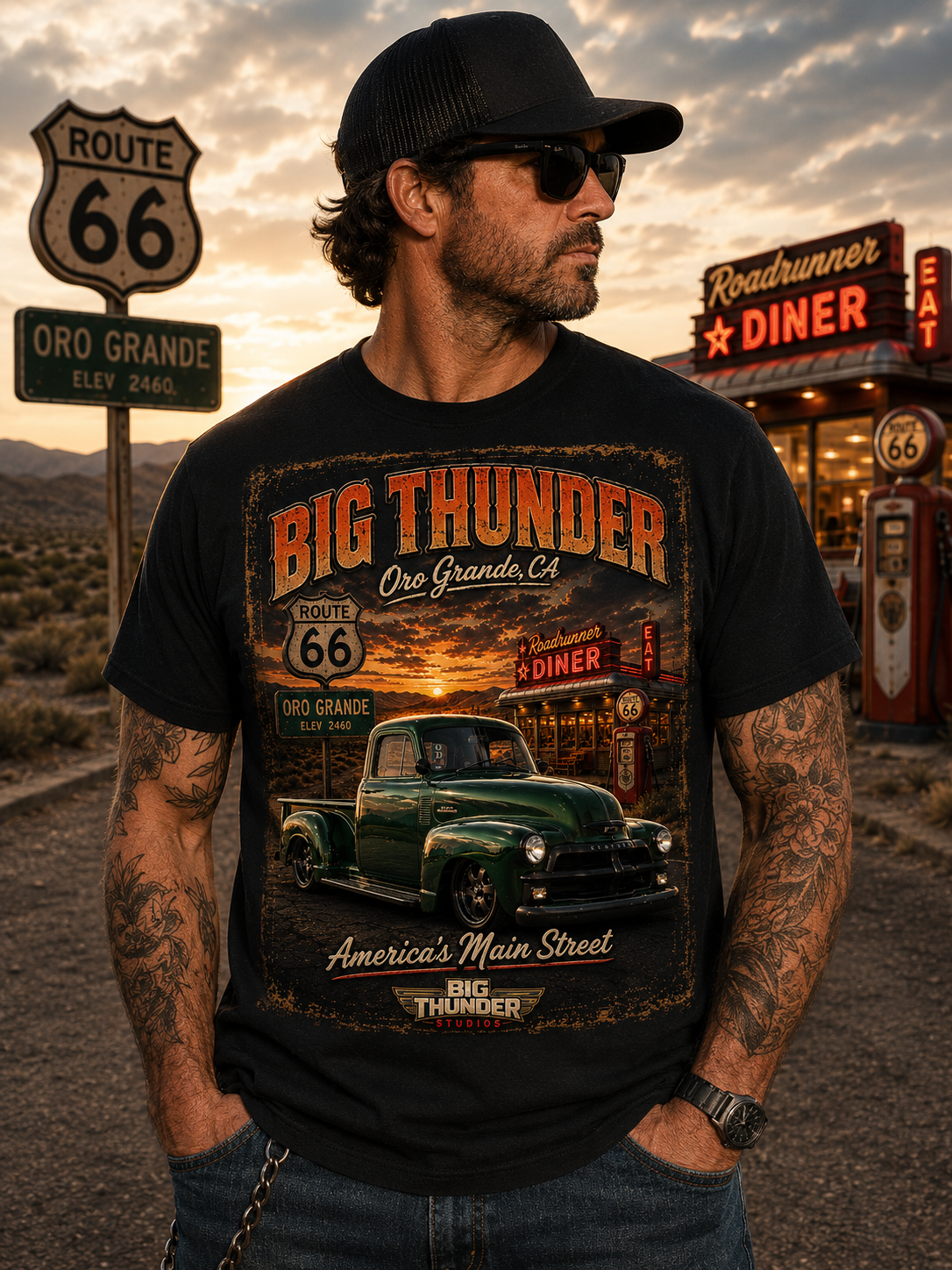 Big Thunder Vintage Truck Route 66 Graphic T-Shirt