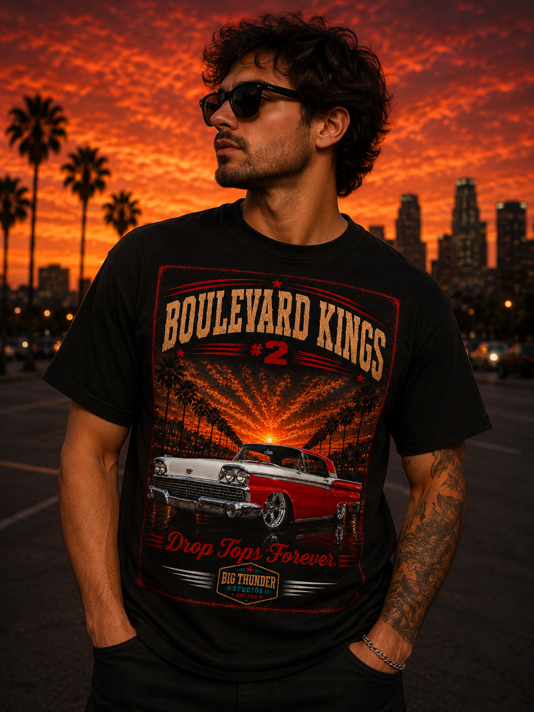 Big Thunder Boulevard Kings #2 Classic Convertible Car T-Shirt