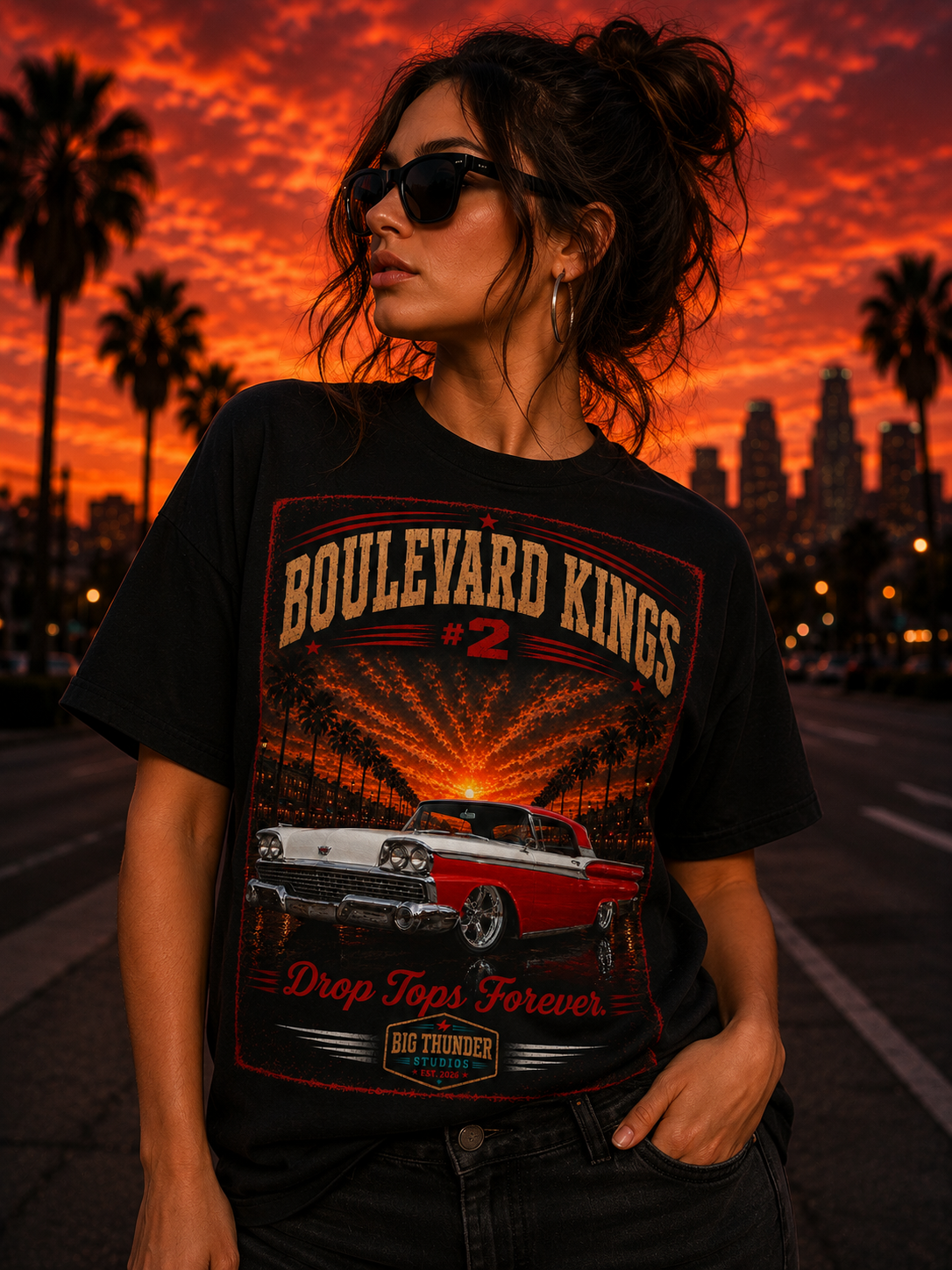 Big Thunder Boulevard Kings #2 Classic Convertible Car T-Shirt