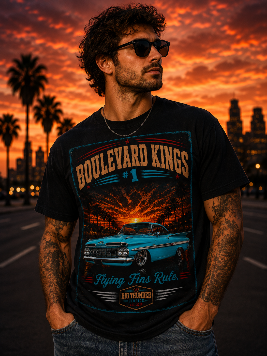 Big Thunder Boulevard Kings #1 Classic Car T-Shirt