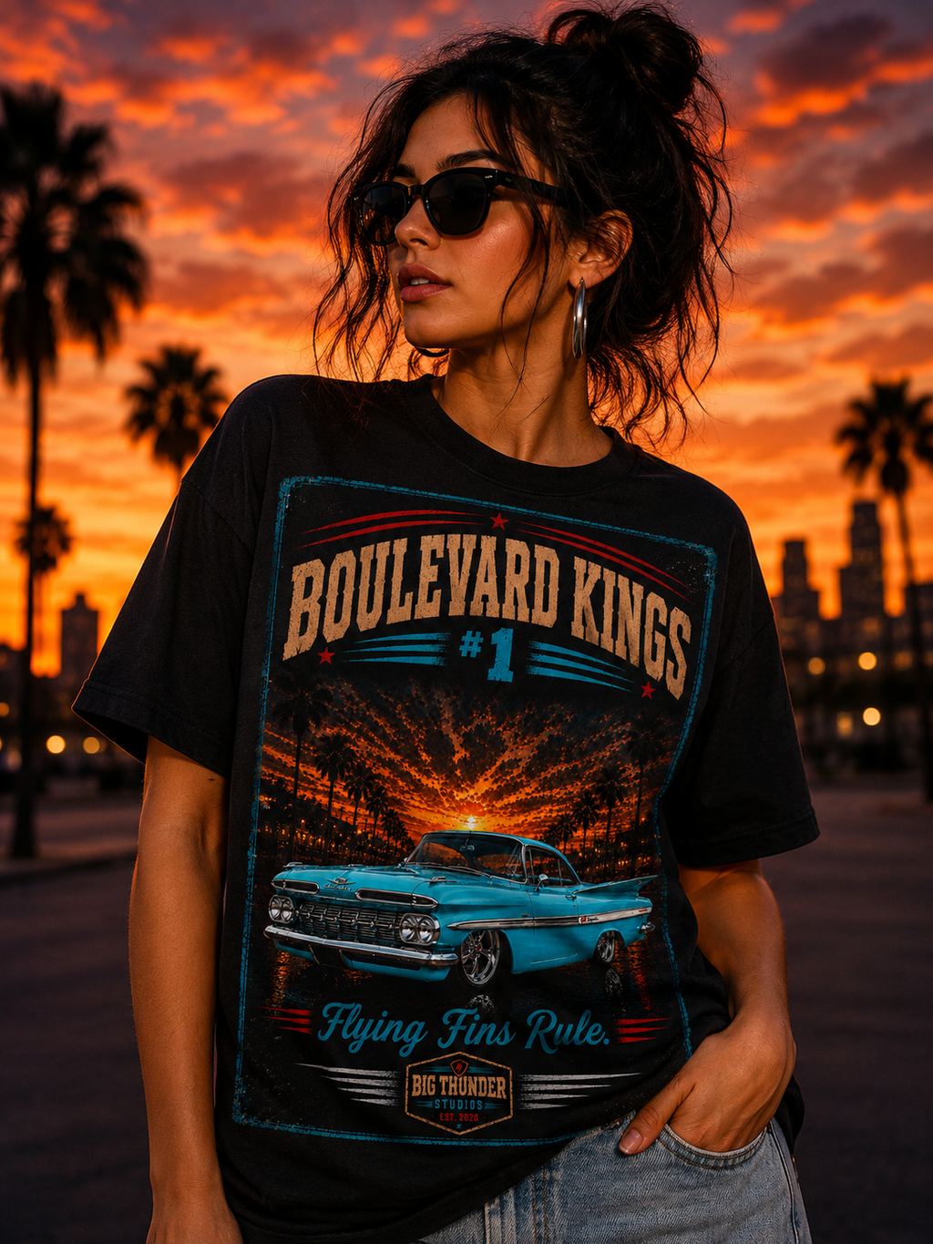 Big Thunder Boulevard Kings #1 Classic Car T-Shirt