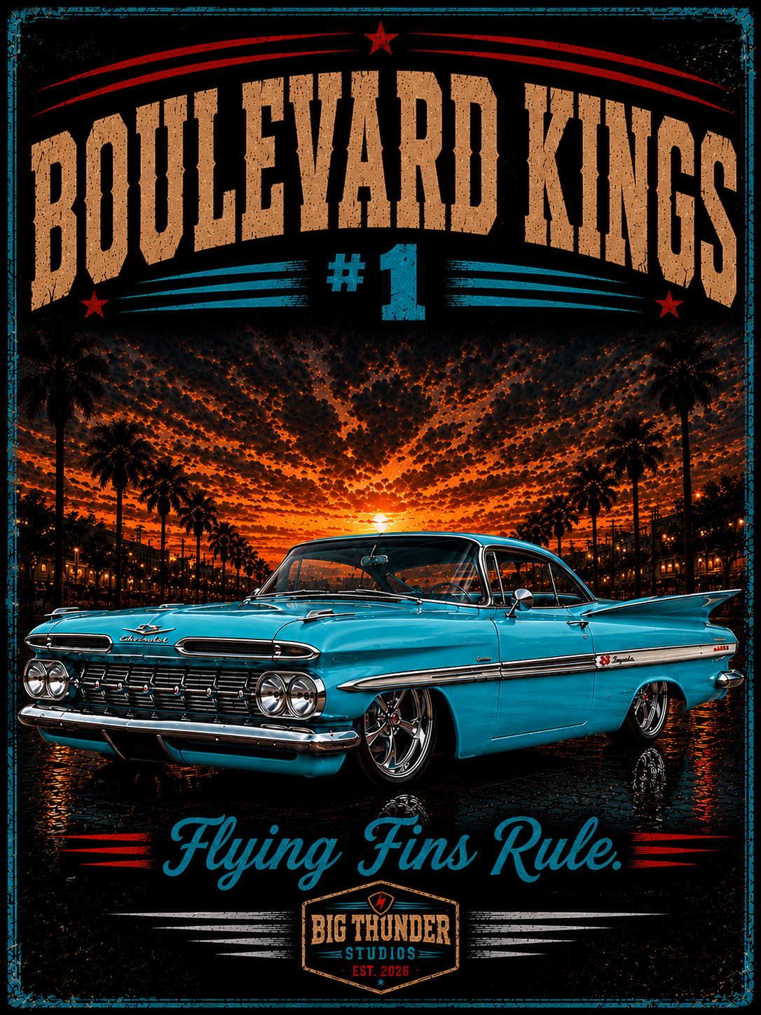 Big Thunder Boulevard Kings #1 Classic Car T-Shirt