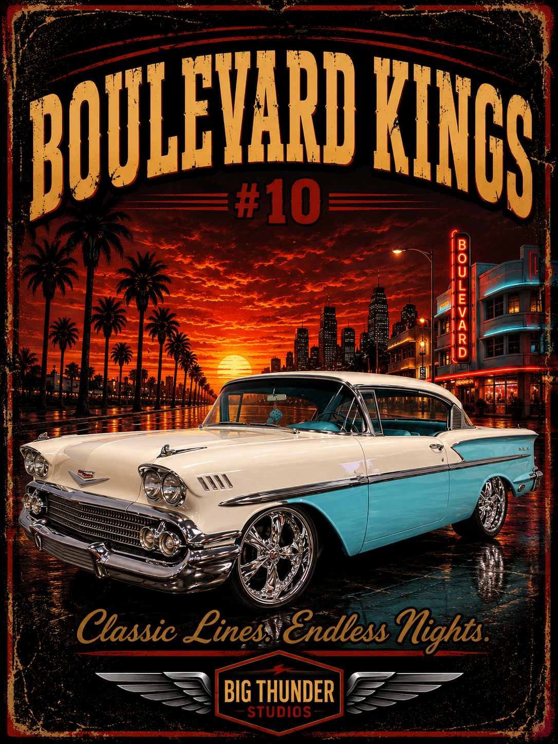 classic car shirt, muscle car shirt, lowrider shirt, car guy shirt, car dad gift, retro car shirt, race car shirt, Boulevard Kings #10