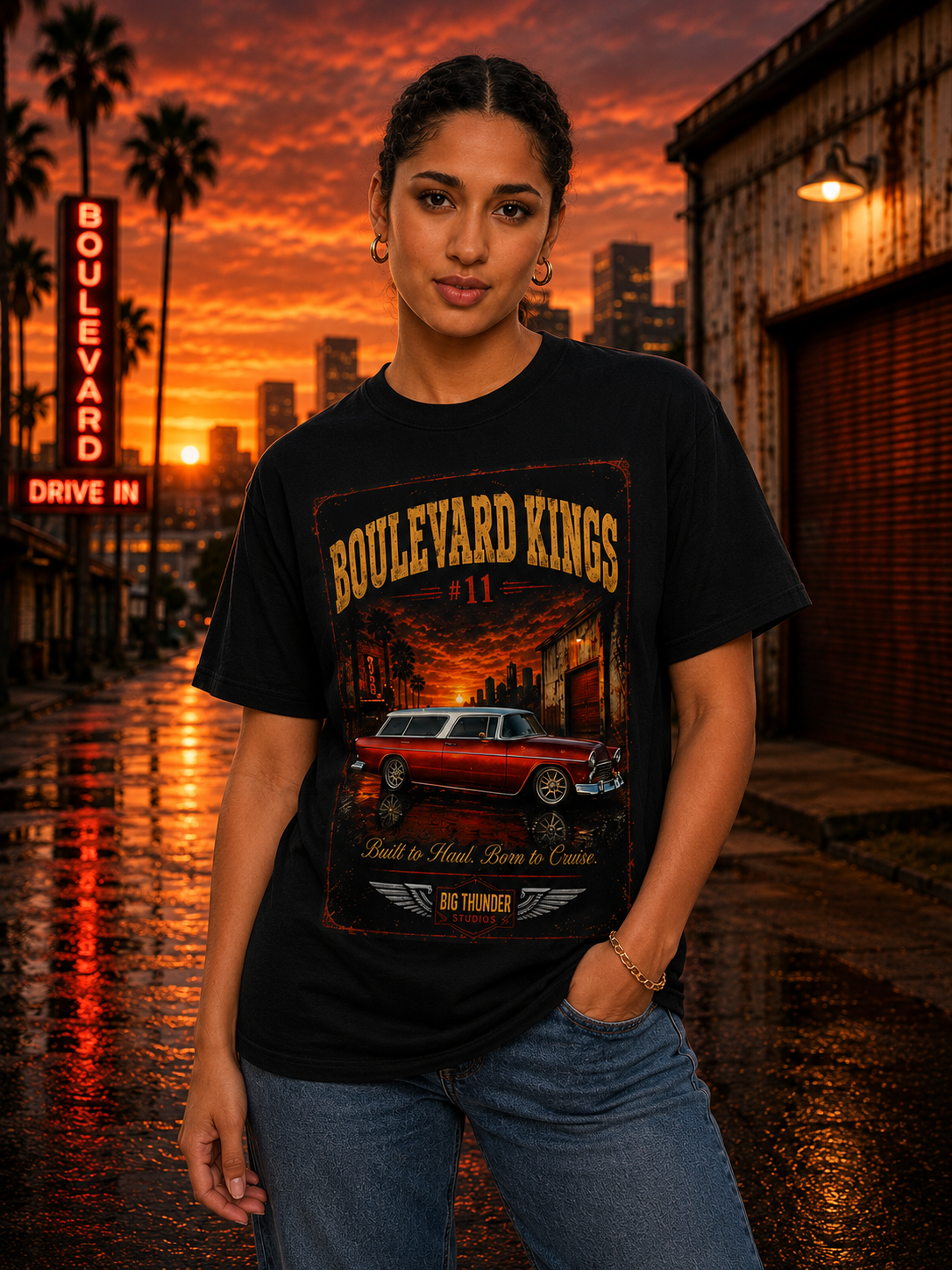 Classic car shirt, muscle car shirt, lowrider shirt, car guy shirt, car dad gift, retro car shirt, race car shirt, Boulevard Kings #11,