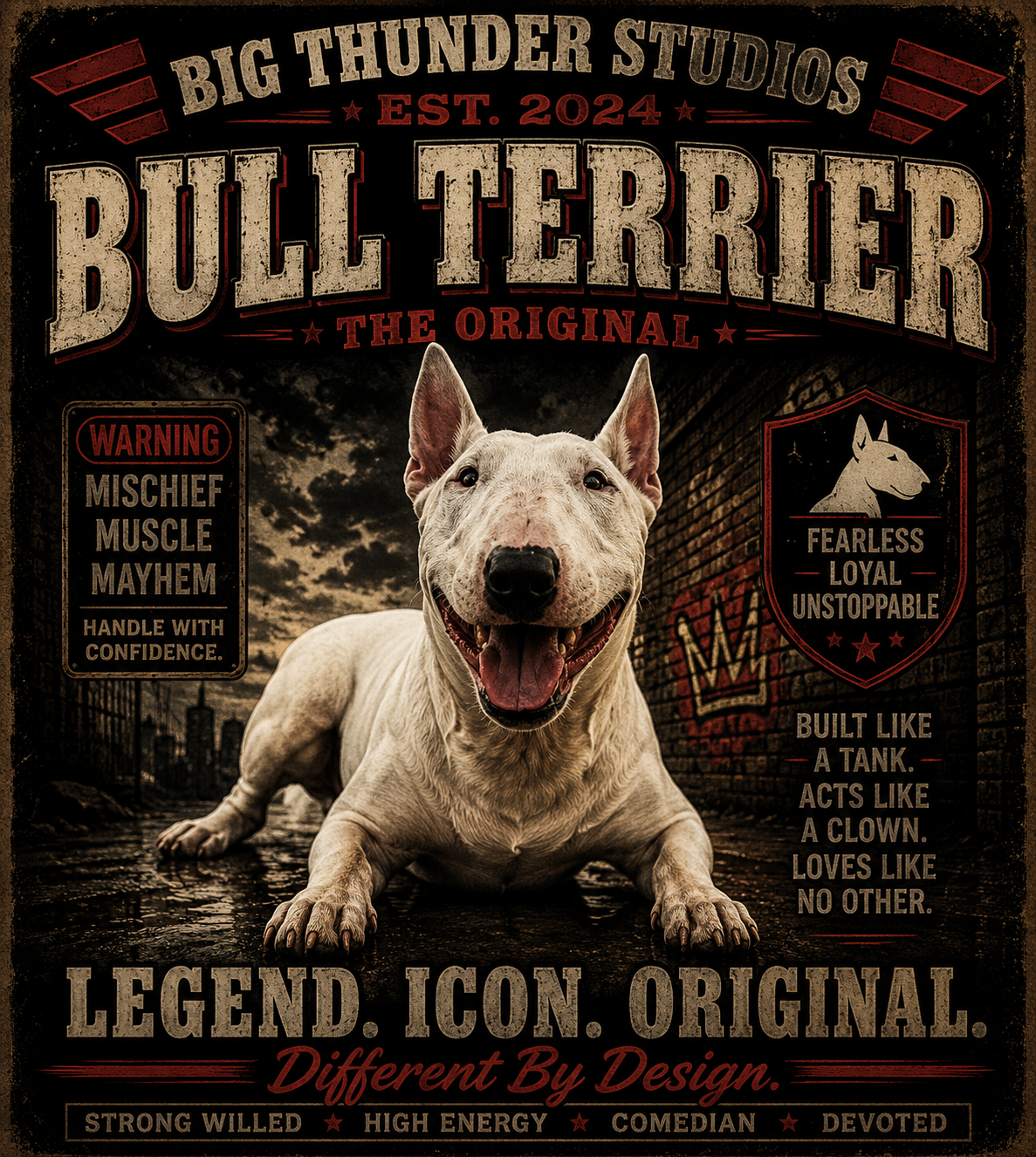 Bull Terrier Vintage Poster T-shirt | Legend Icon Original