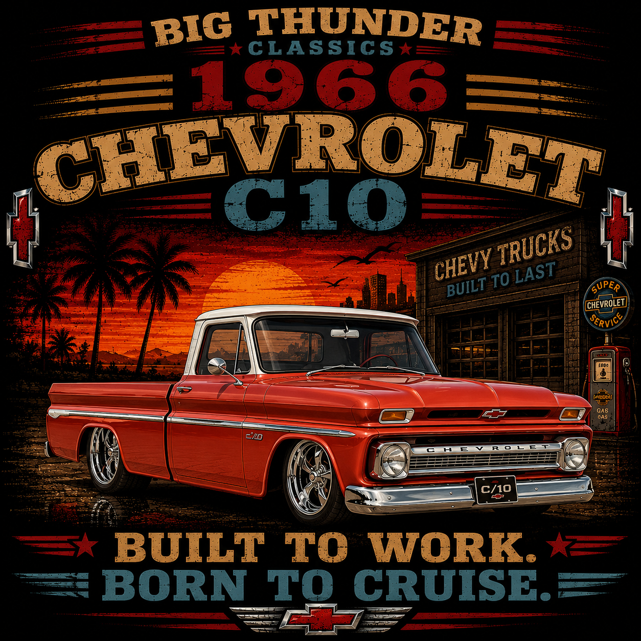 1966 Chevrolet C10 Truck T-shirt | Vintage Pickup Truck Graphic Tee