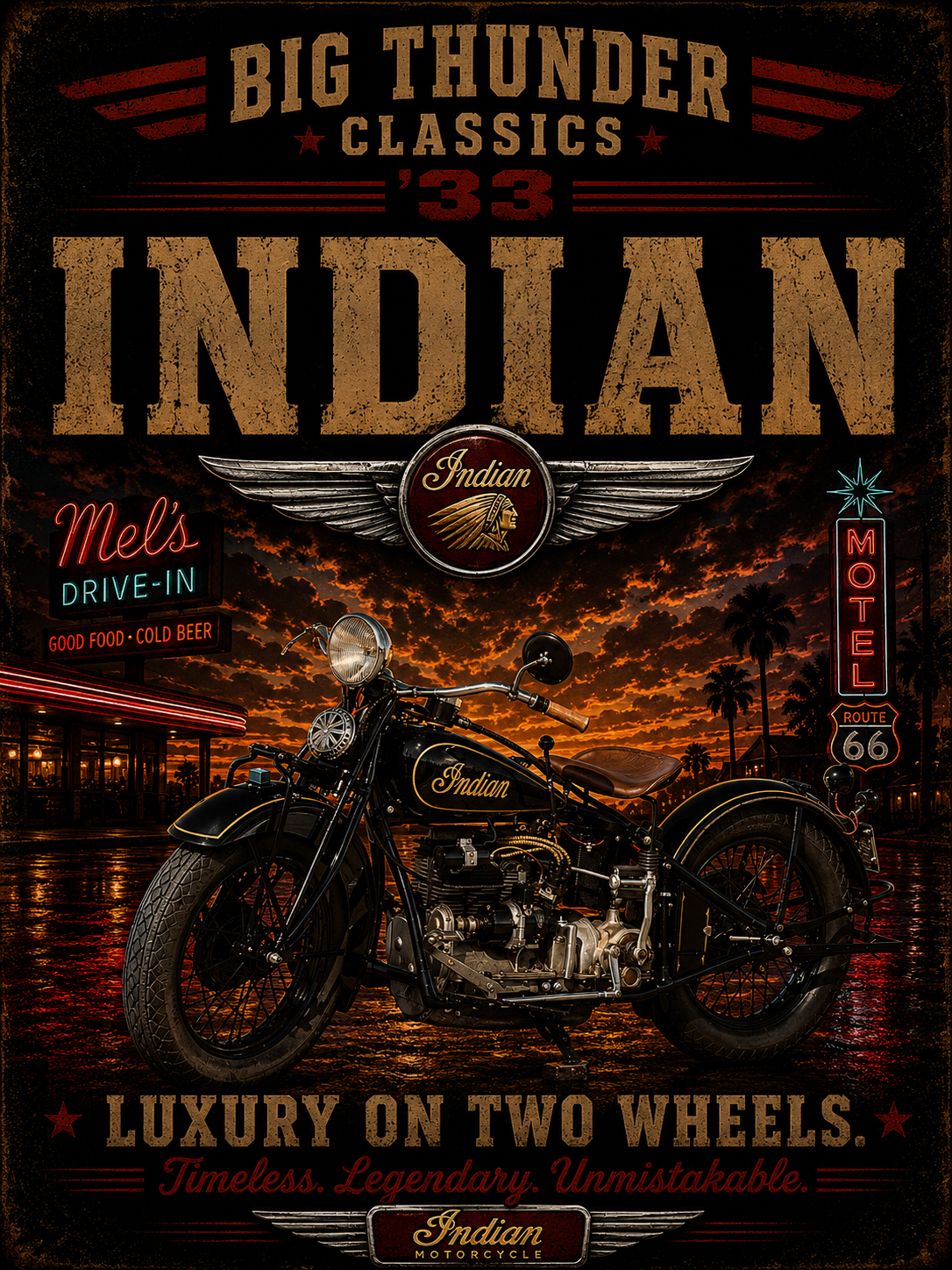 Big Thunder Indian Motorcycle T-shirt | Vintage Motorcycle Graphic
