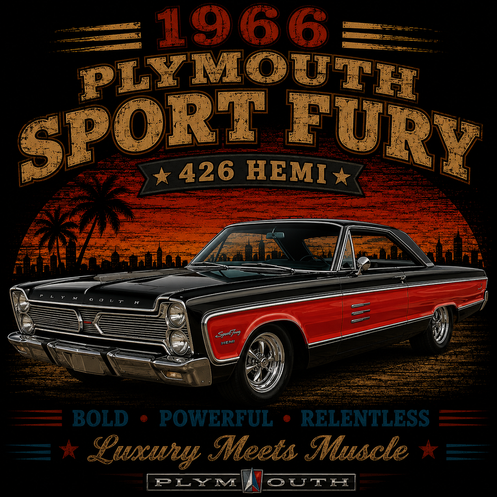 1966 Plymouth Sport Fury 426 Hemi T-Shirt | Vintage Muscle Car Tee