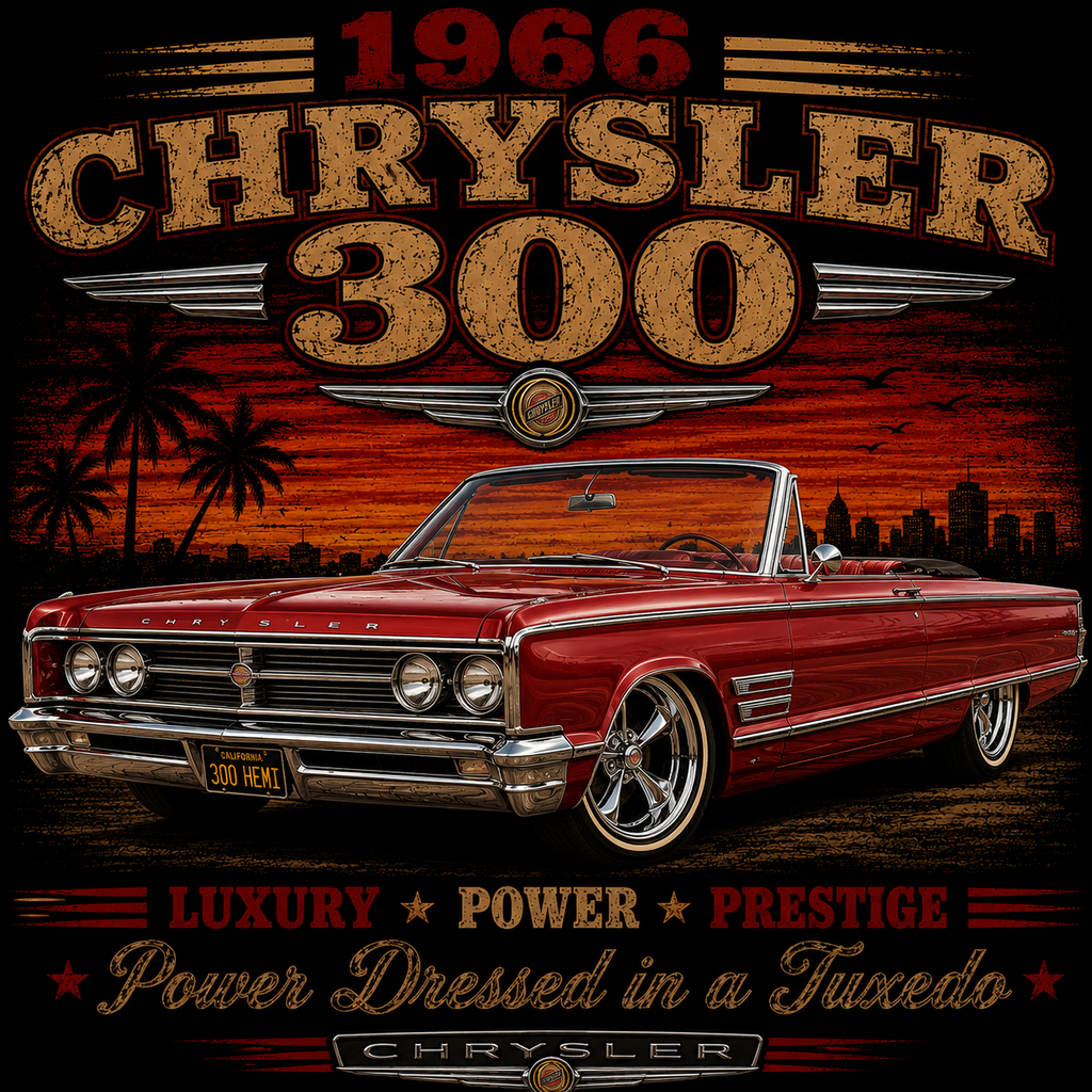 1968 Chrysler 300 Classic Car T-Shirt | Vintage Muscle Car Tee